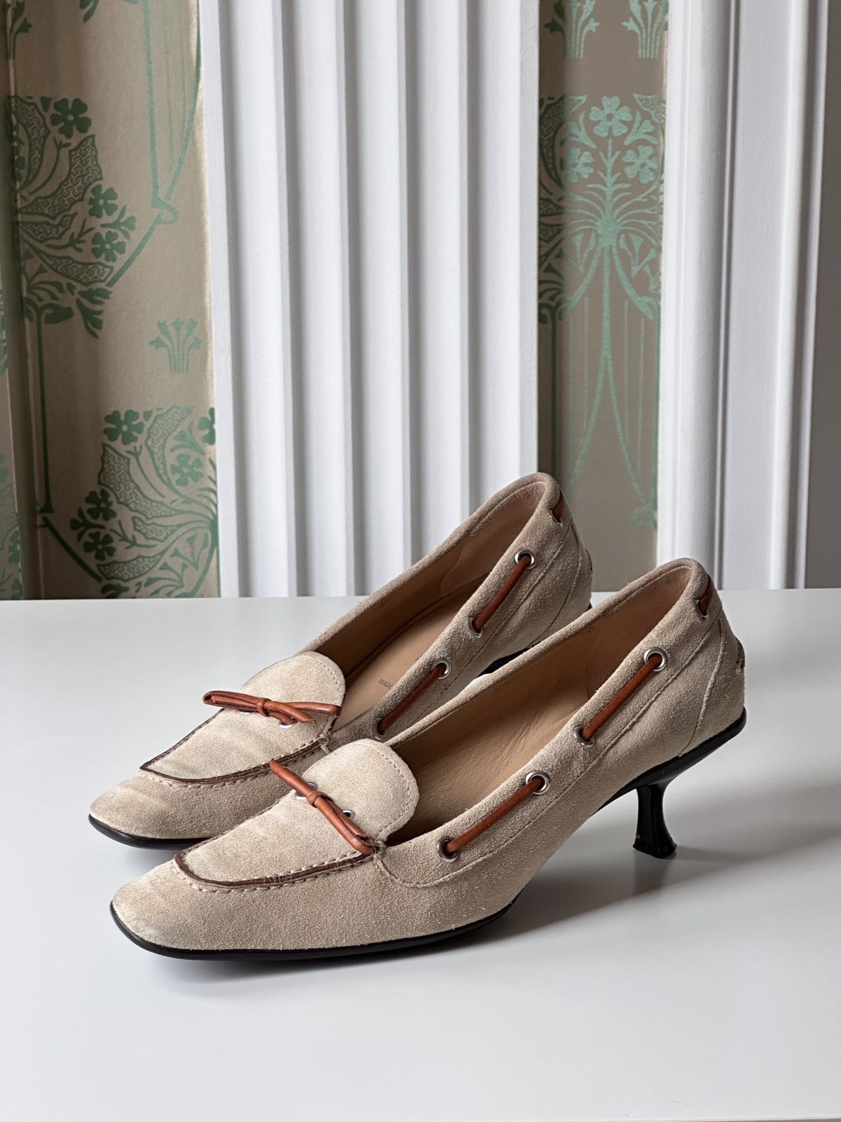 Miu Miu PRADA Kitten Heels Suede Bow Pointed Toe Size 37,5 / 7,5 Size US 7.5 / IT 37.5 - 1 Thumbnail