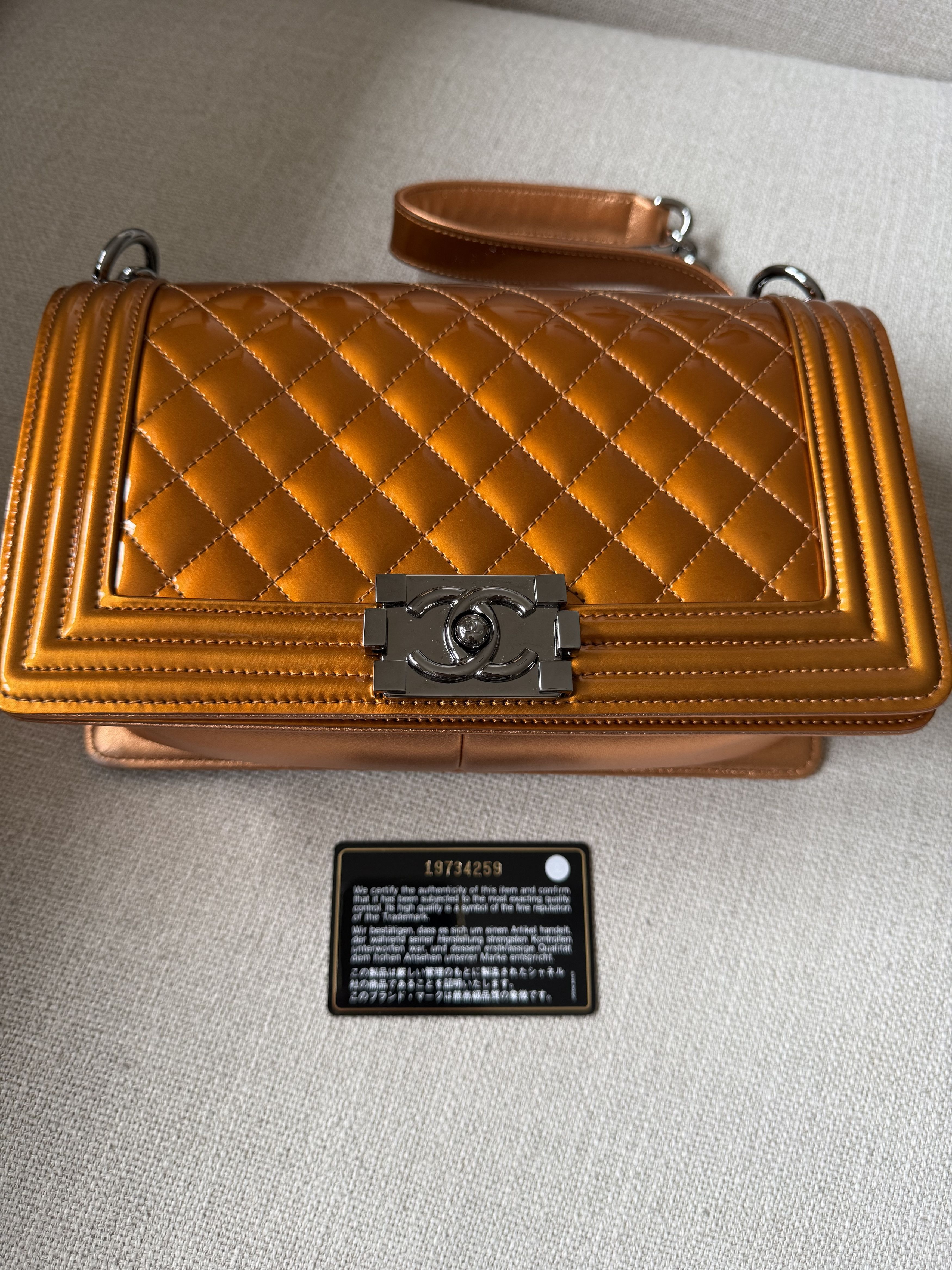 Chanel Chanel Boy Bag Metallic Bronze Quilted, Rare Edition Size ONE SIZE - 10 Thumbnail