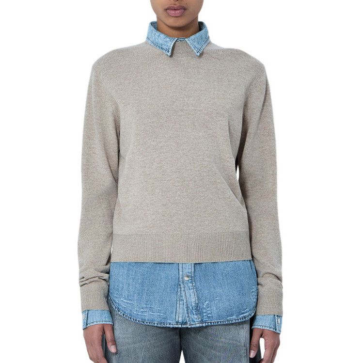 Acne Studios ACNE STUDIOS Beige Layered Knit Denim Shirt New & Authentic Size S / US 4 / IT 40 - 1 Preview
