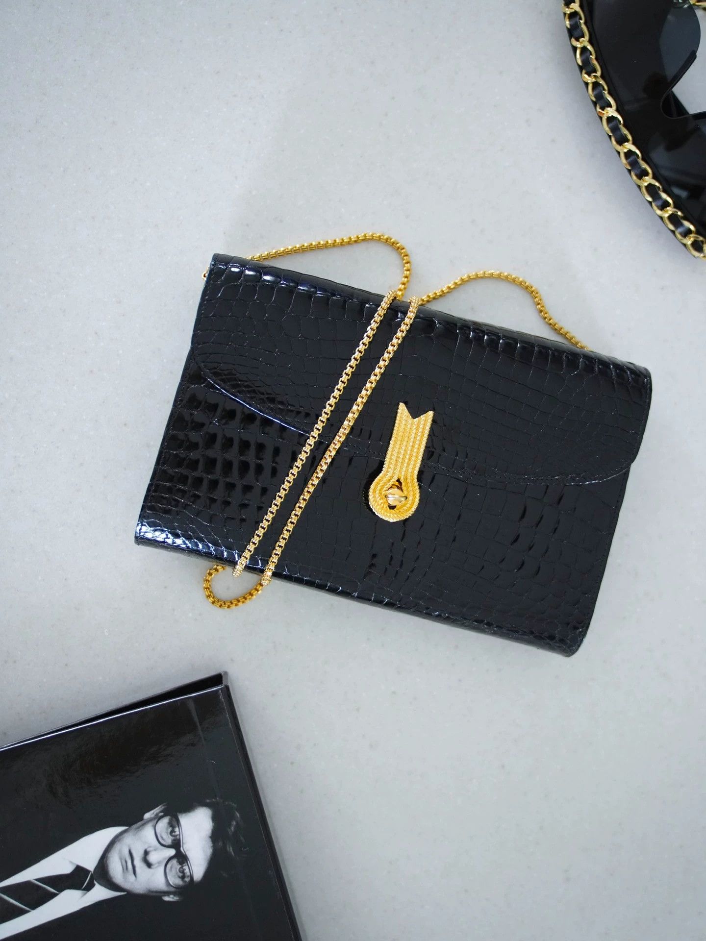 Other Morabito Vintage Gold & Black Croc 2way Handbag Size ONE SIZE - 3 Thumbnail