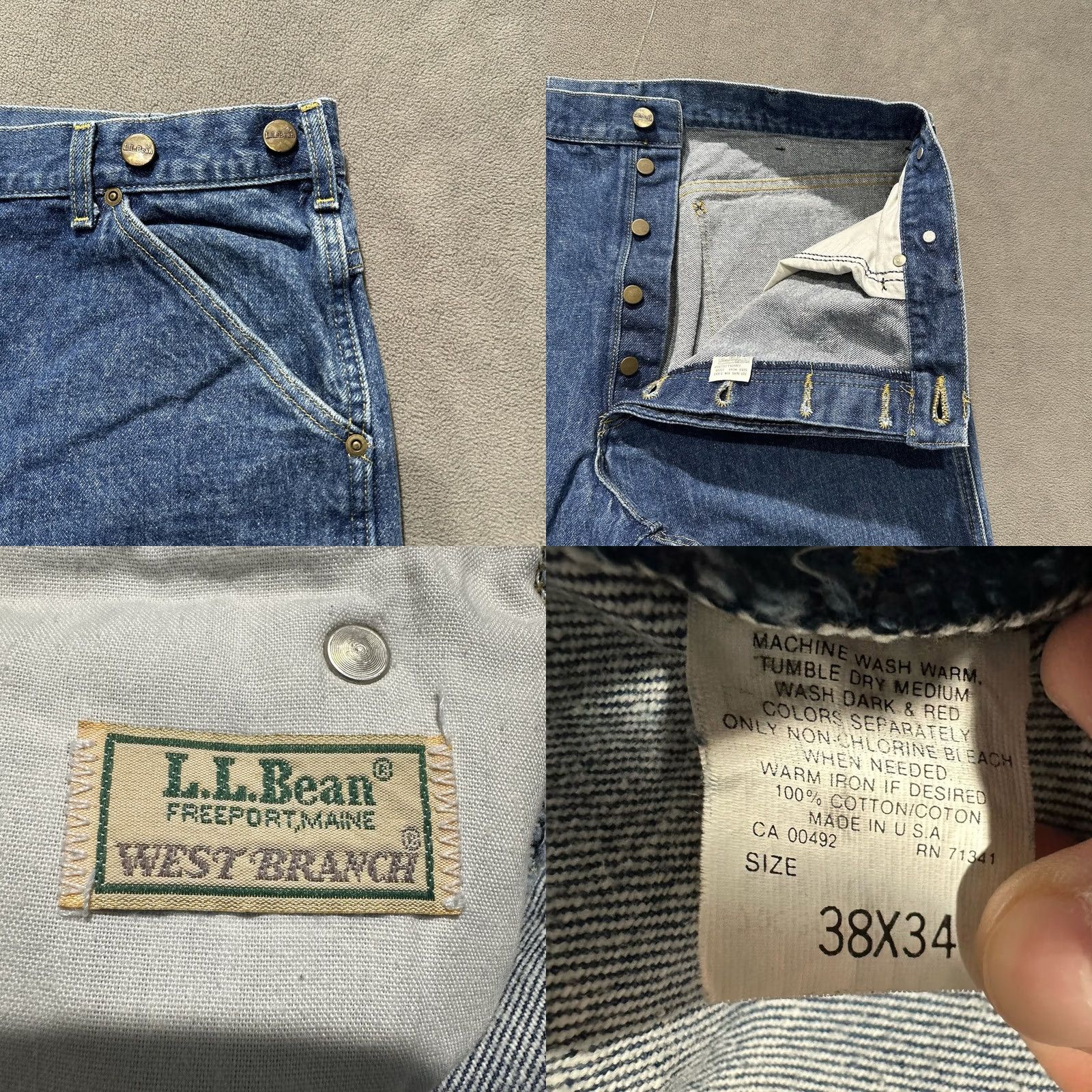 Vintage VINTAGE L.L. Bean West Branch Jeans Mens 38x34 Denim Blue Button Fly Union USA EUC 5-Pocket Workwear USA 80s Mens Size US 38 / EU 54 - 8 Thumbnail