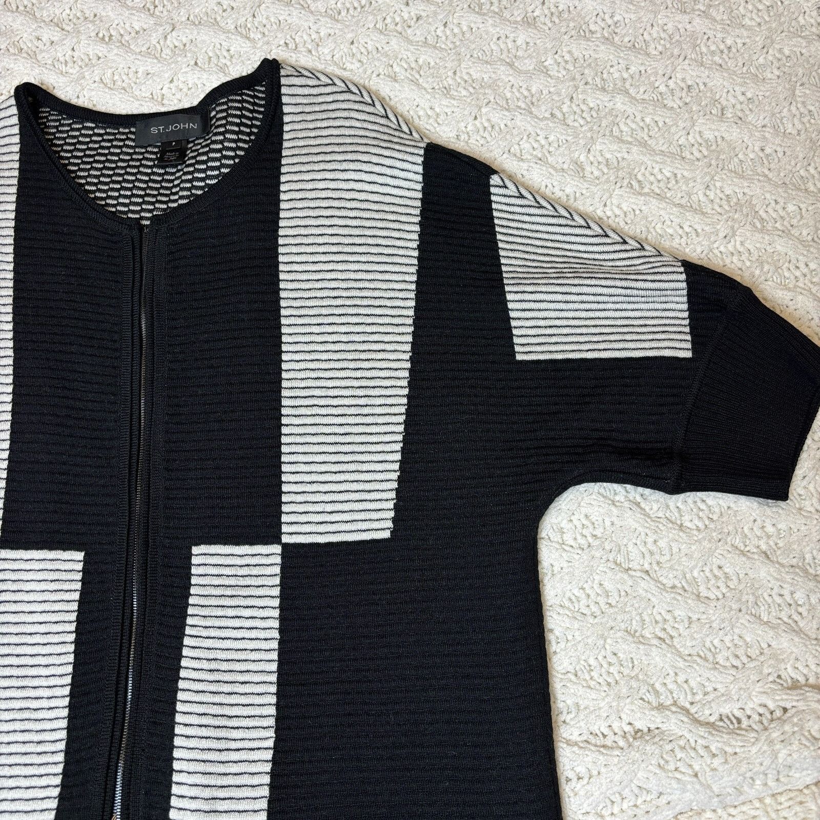 St. John St. John Women's Black & White Geometric Wool Blend Dress Sw Size M / US 6-8 / IT 42-44 - 7 Thumbnail