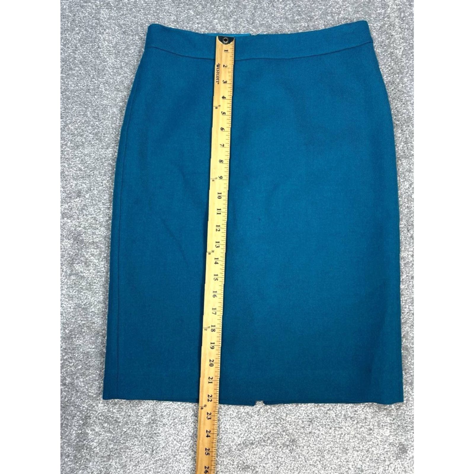 J.Crew J.CREW No 2 Pencil Skirt Womens 0 Blue Wool Polyester Lined Back Slit Zip Short Size 25" / US 0 / IT 36 - 4 Thumbnail