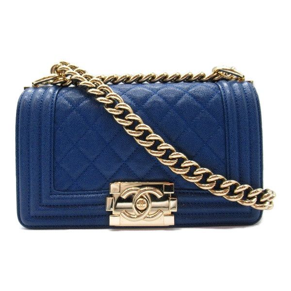 image of Chanel Classic Caviar Le Boy Flap Bag in Blue, Women's