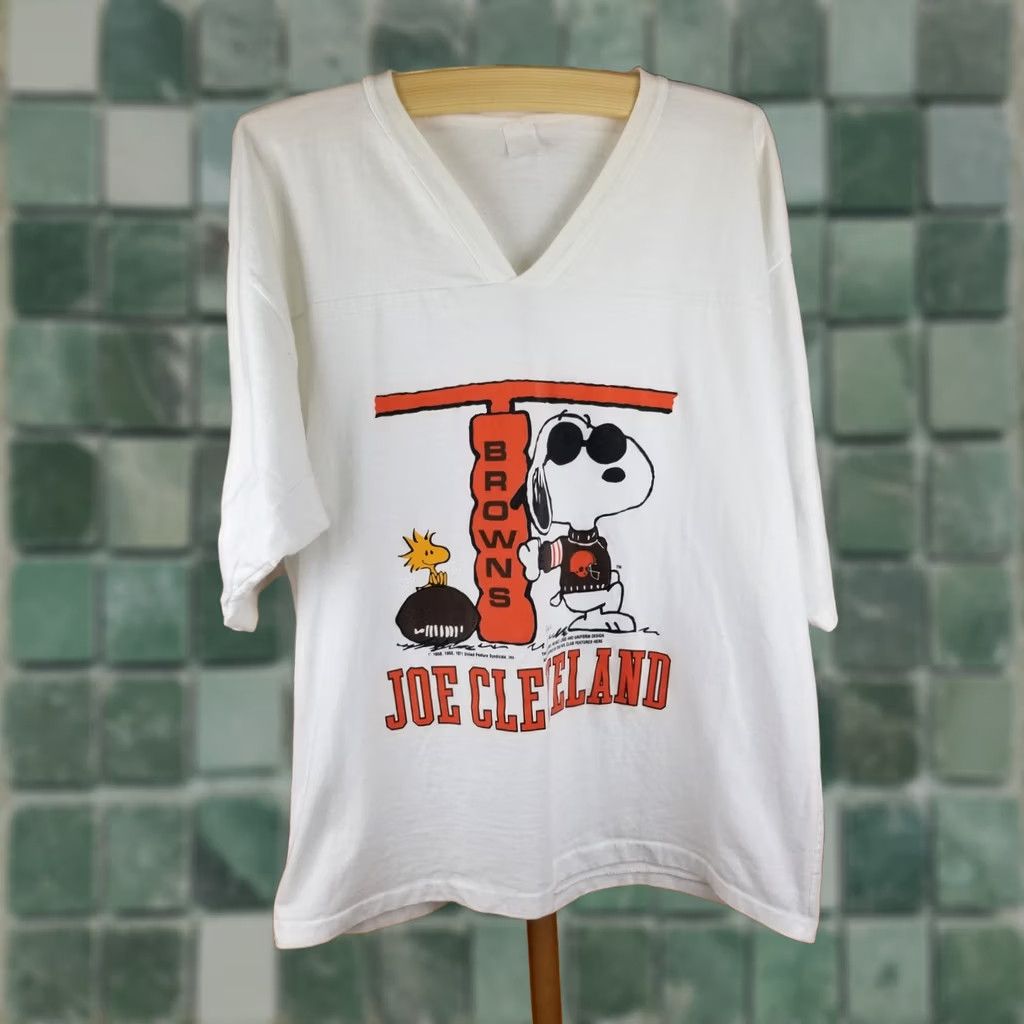 Vintage VINTAGE 80's SNOOPY CLEVELAND BROWNS JOE FOOTBALL JERSEY XLARGE Mens Size US XL / EU 56 / 4 - 1 Thumbnail