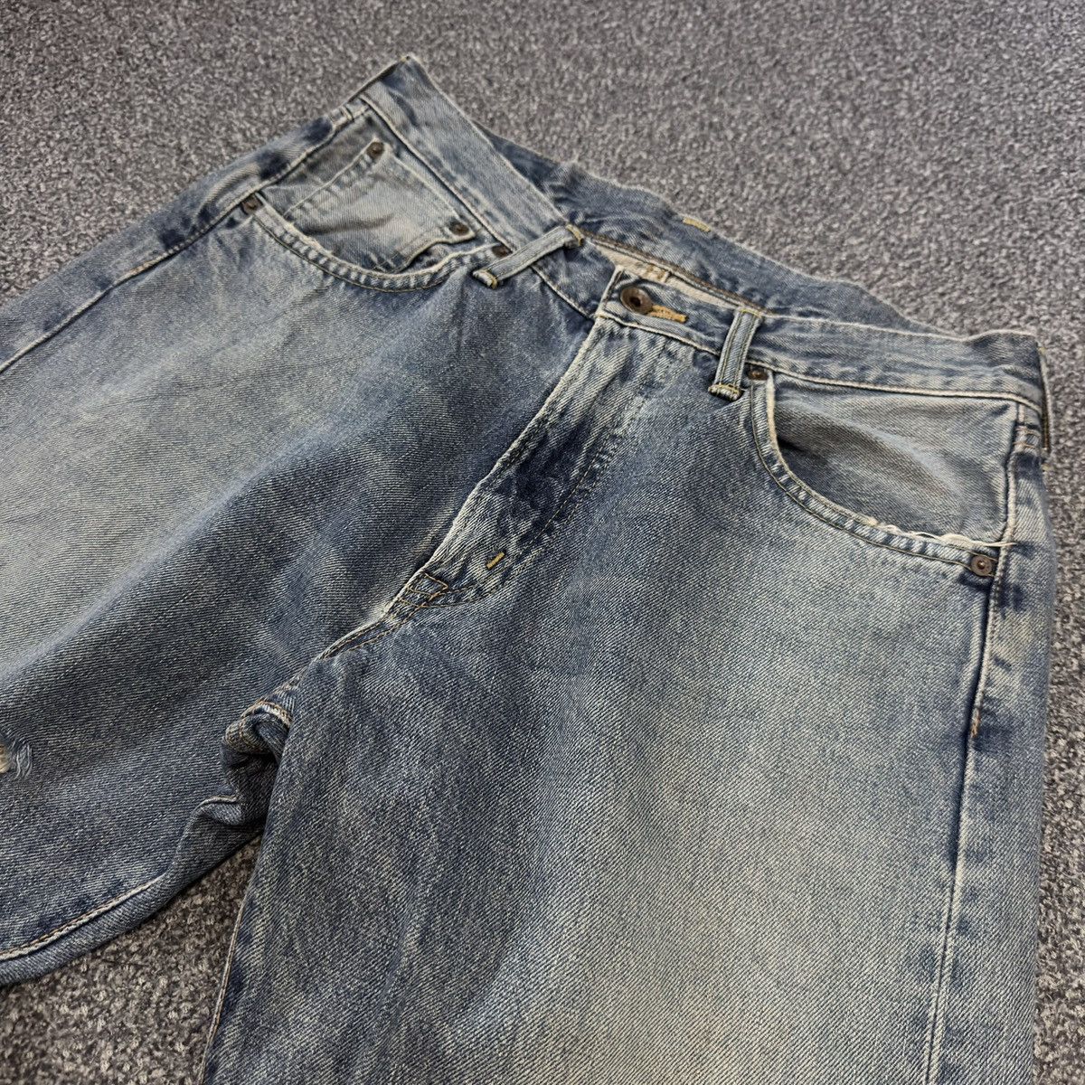 Kapital Vintage 90s Japanese Edwin 505x Destroyed Dirty Wash Denim Size US 31 - 3 Thumbnail