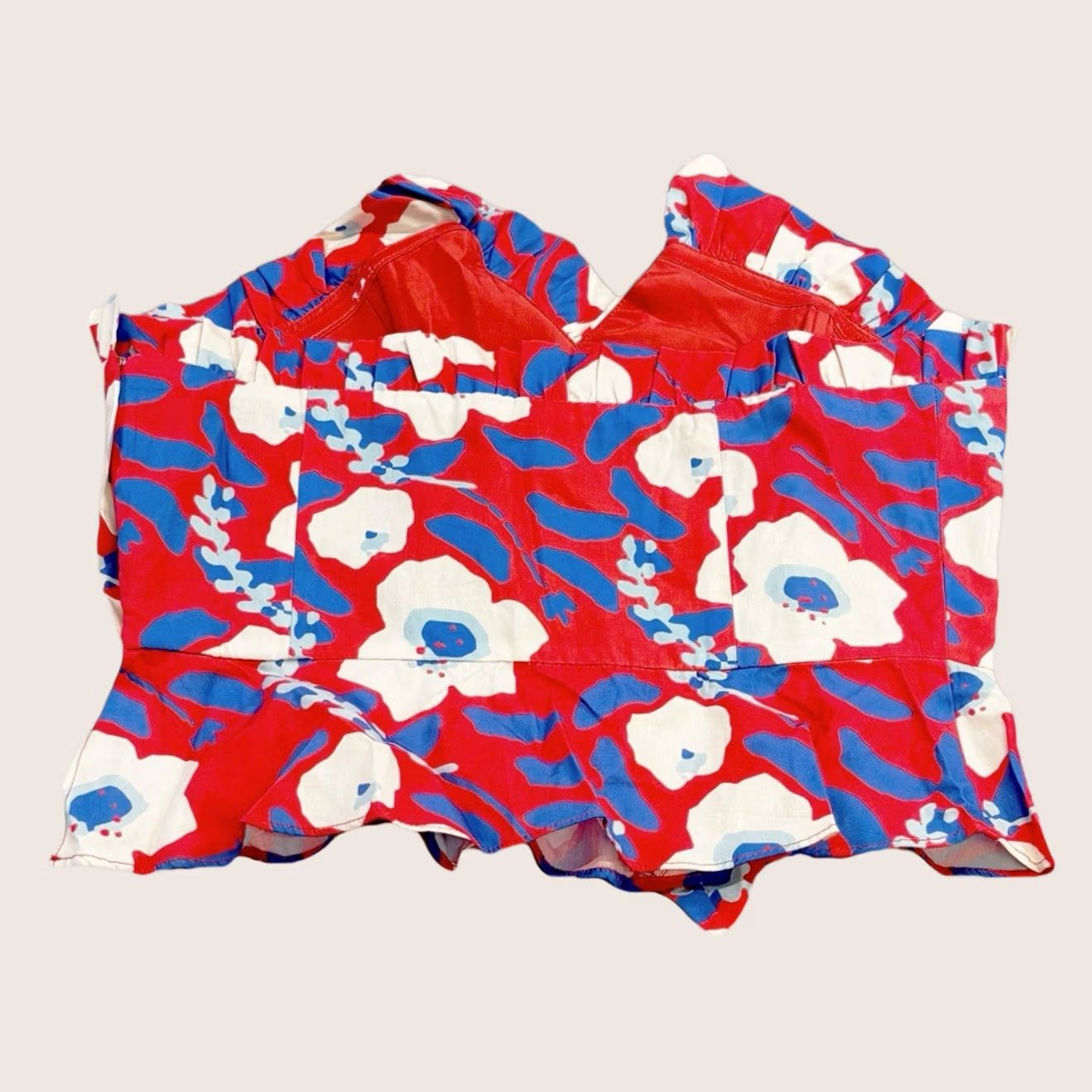 Anthropologie Anthropologie Hutch Floral Ruffle Strapless Corset Top Womens 14 Red Floral Sleeveless Zip BNWT Size XL / US 12-14 / IT 48-50 - 1 Thumbnail