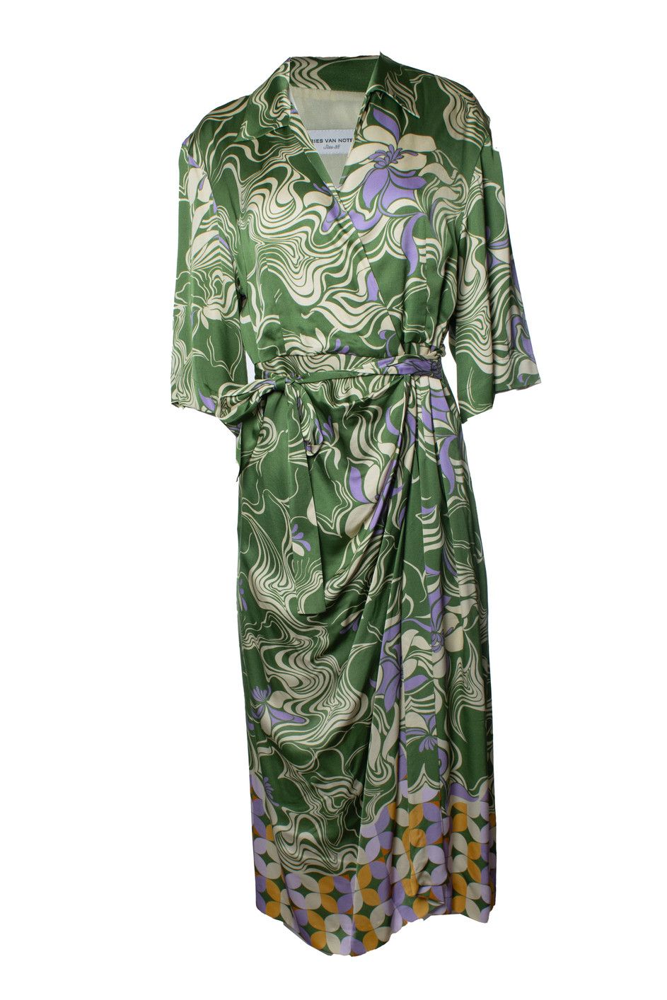 Dries Van Noten Dries van Noten, multi green Dakola wrap dress Size S / US 4 / IT 40 - 1 Thumbnail