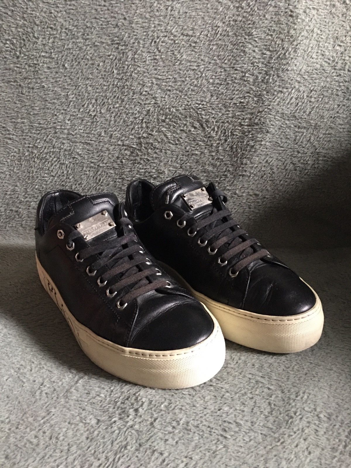 Philipp Plein Philipp Plein Black Leather Low-top Sneakers EU 41 Size US 8 / EU 41 - 2 Thumbnail
