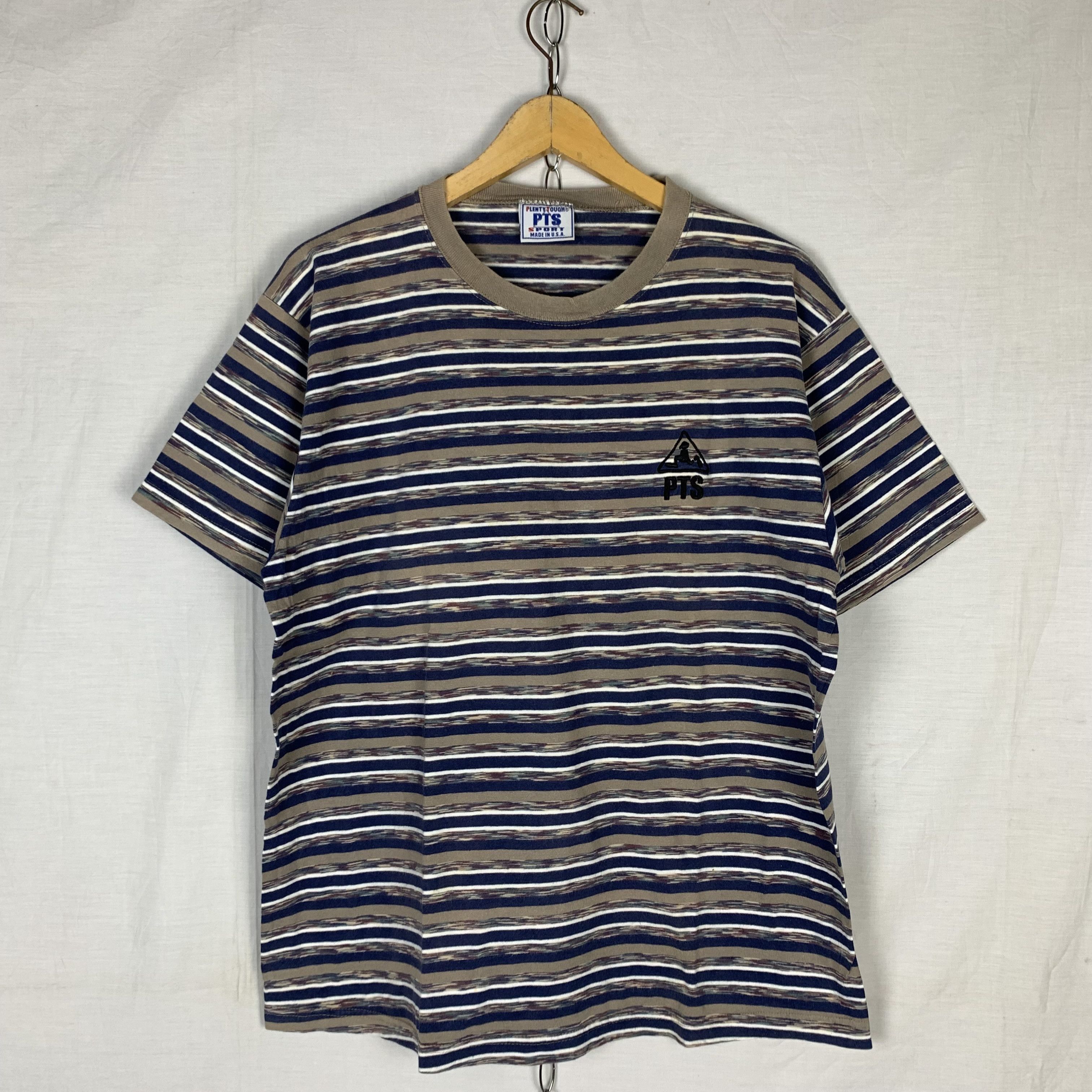 Vintage Vintage Plenty Tough USA Striped Tshirt Size US L / EU 52-54 / 3 - 1 Thumbnail