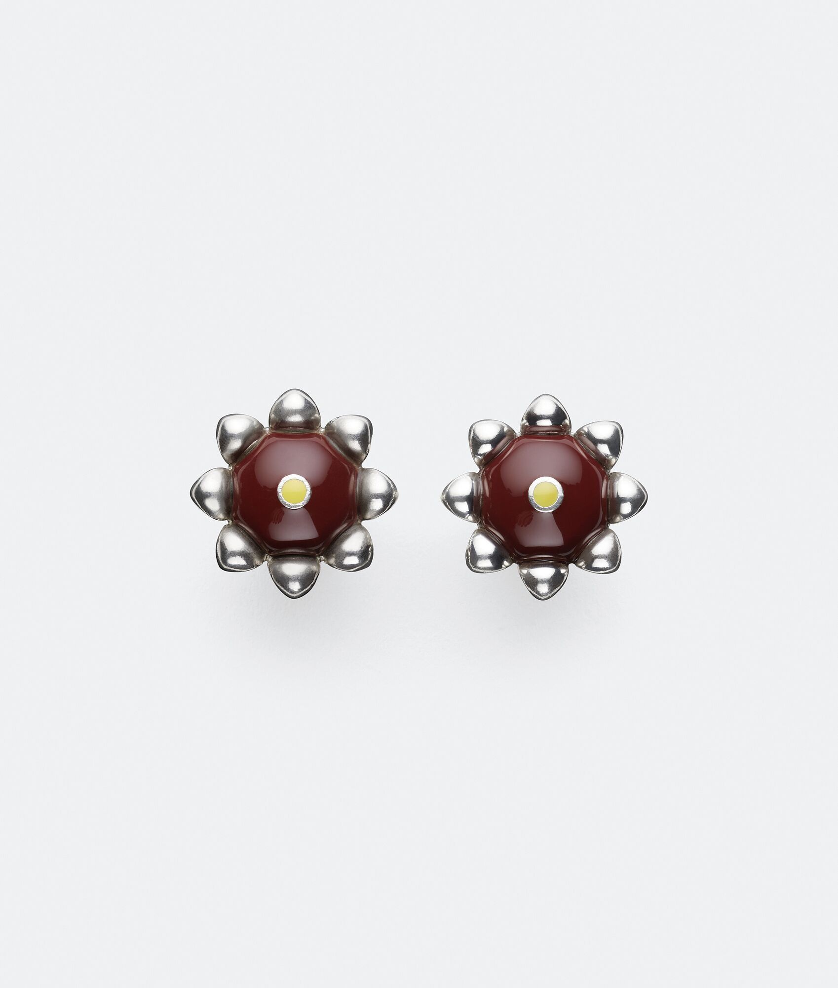 Bottega Veneta o1n1vont0425 Size: OS / Pillar Earrings in Burgundy/Silver Size ONE SIZE - 1 Thumbnail