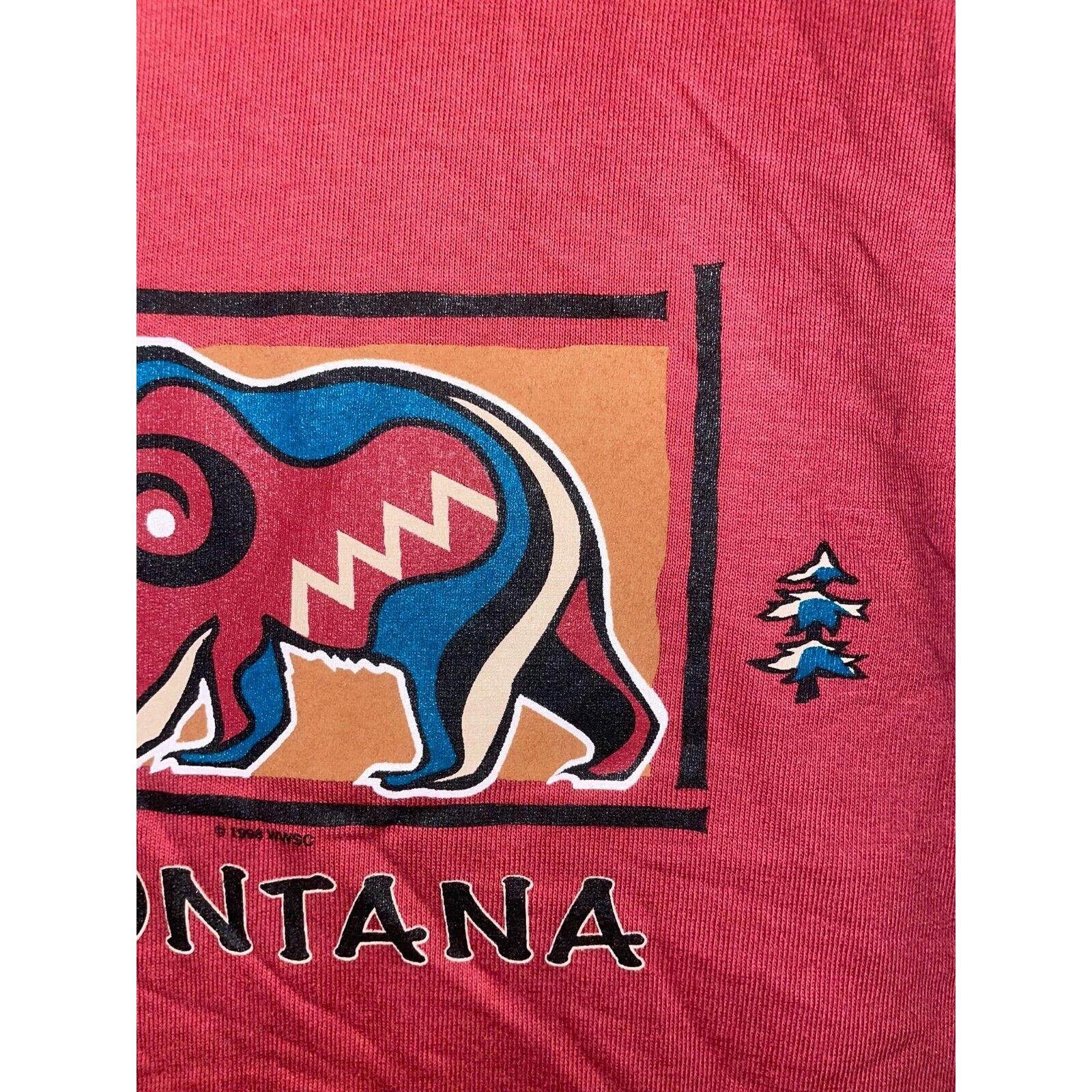 Anvil Vintage Montana Bear Shirt Native American Tee VTG 90s Large Size US L / EU 52-54 / 3 - 4 Thumbnail