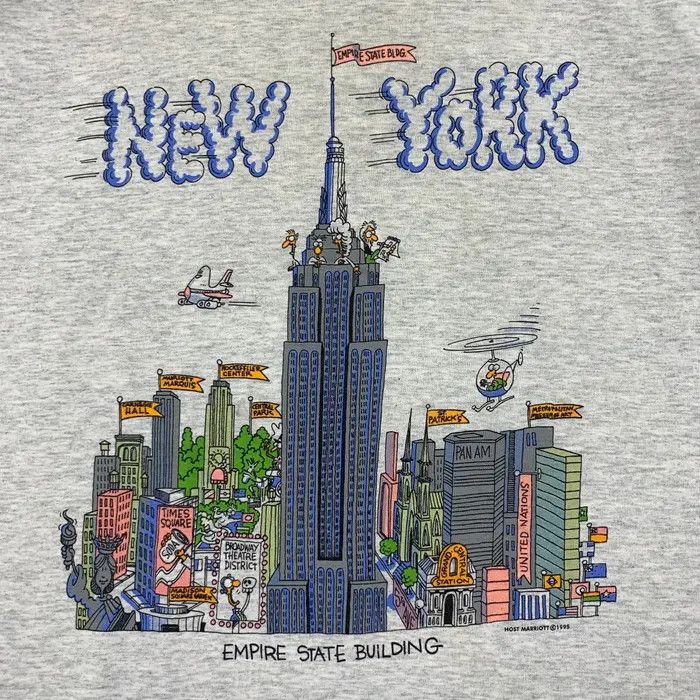 Fruit Of The Loom Vintage 1995 NEW YORK EMPIRE STATE Comic Tee Shirt Size US L / EU 52-54 / 3 - 4 Thumbnail