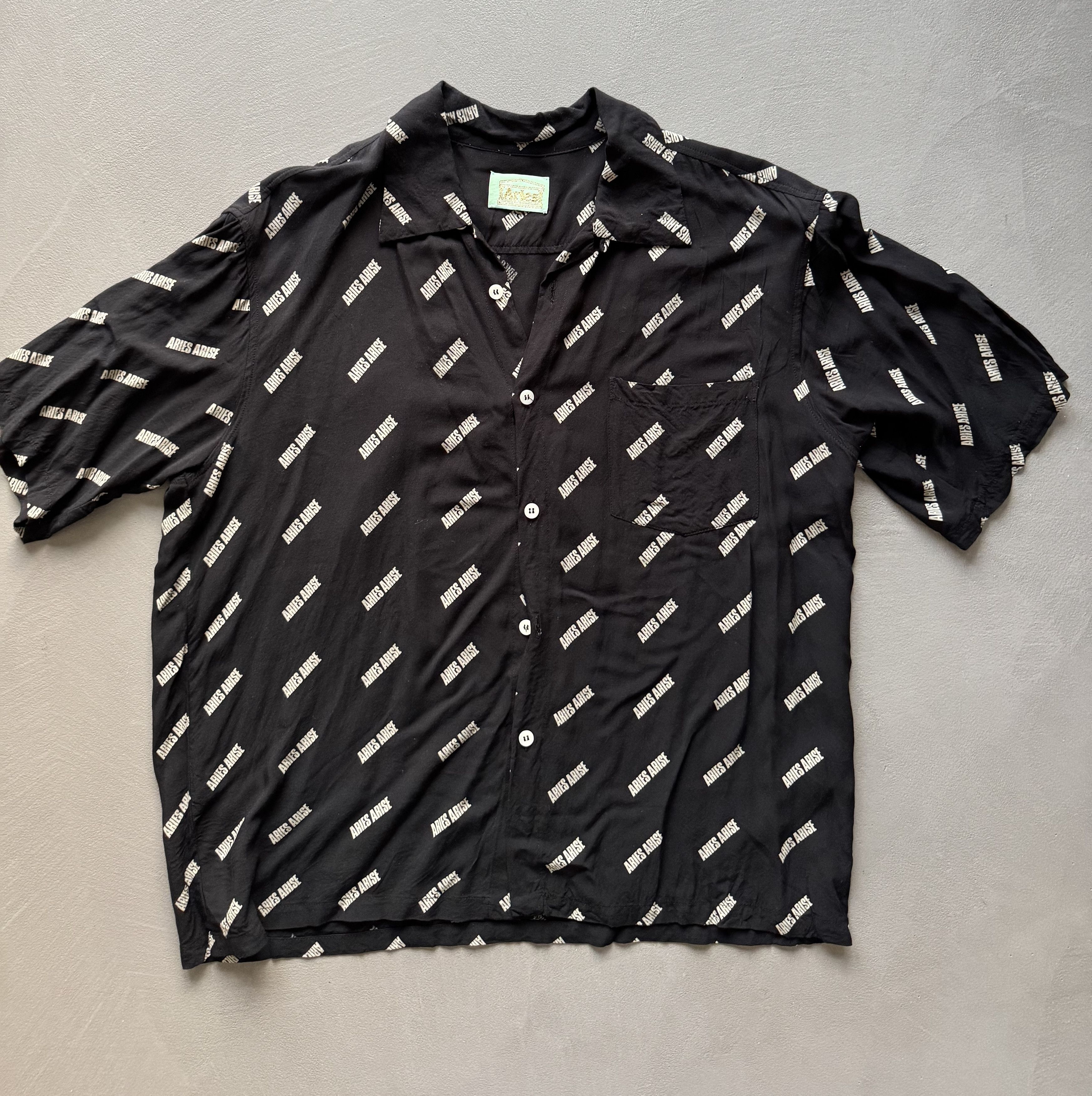 Aries Aries Arise Logo Camp Collar Shirt, Black Size US M / EU 48-50 / 2 - 1 Thumbnail
