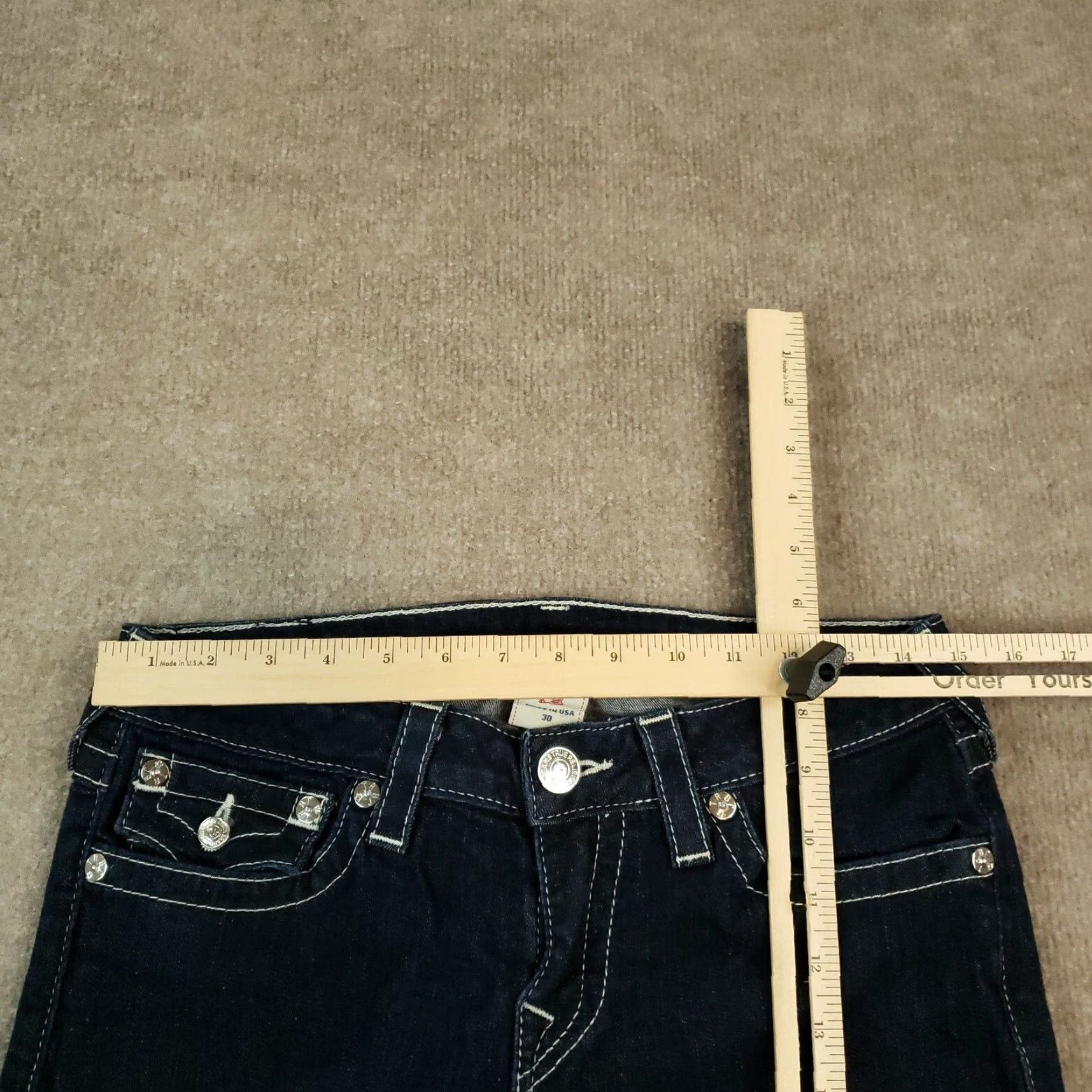 True Religion True Religion Jeans Women's Slim Straight Denim 30x32 Blue Low Rise 6.5-8.5 Adult Regular Size 30 Size 30" / US 8 / IT 44 - 4 Thumbnail