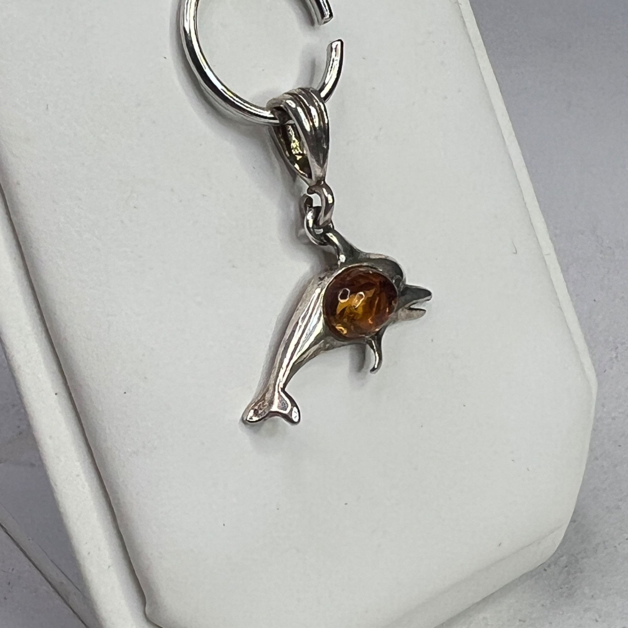 Other Cognac Amber Dolphin Pendant 925 Sterling Silver Womens Jewe Size ONE SIZE - 2 Thumbnail