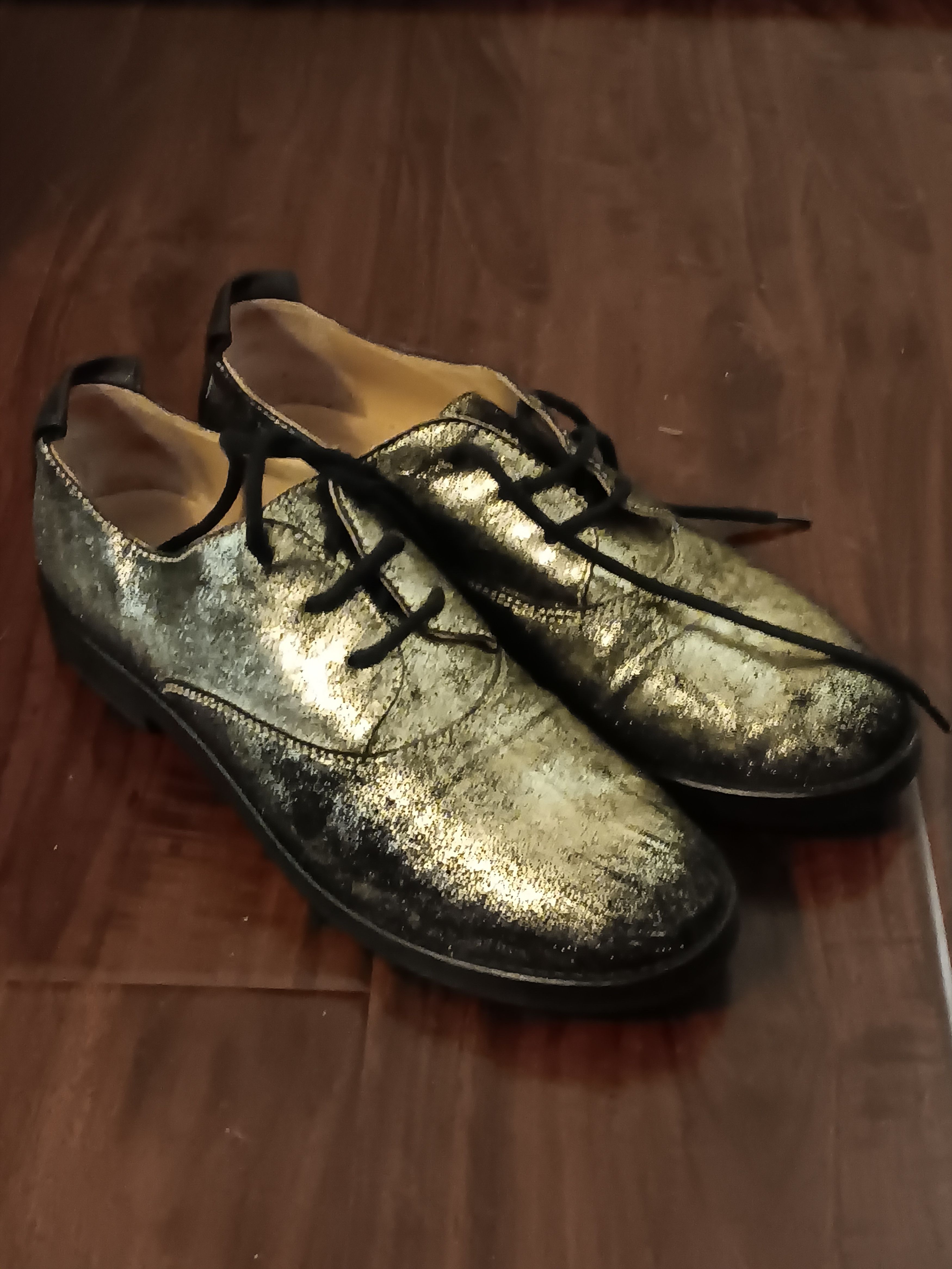 MM6 Maison Martin Margiela MM6 silver gold metallic oxford derby Size US 9.5 / IT 39.5 - 3 Thumbnail