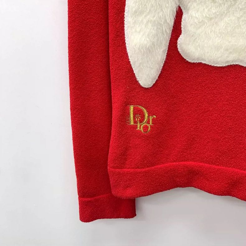 Dior Dior Red rabbit plush cotton round-neck long-sleeved sweats Size L / US 10 / IT 46 - 4 Thumbnail