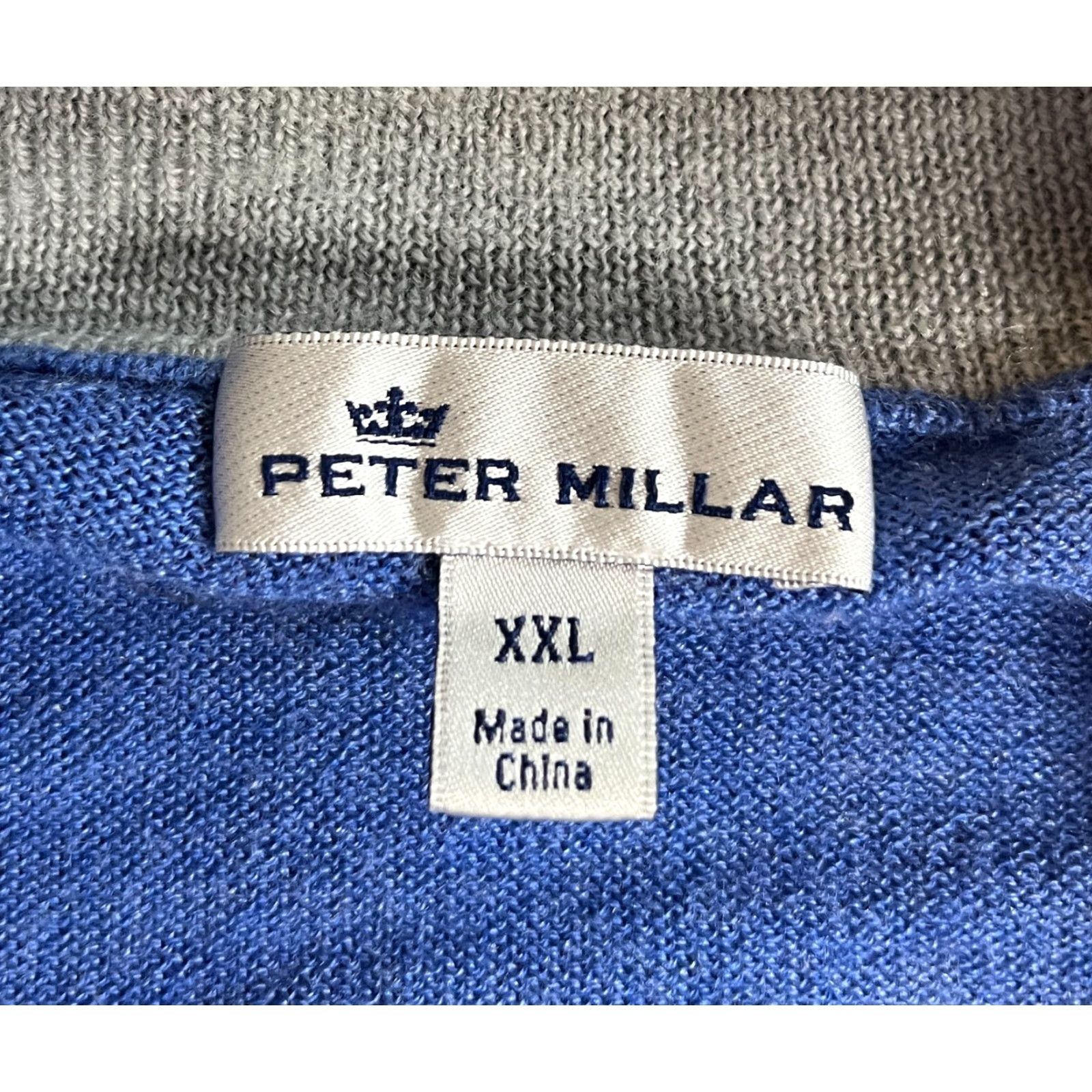 Peter Millar Peter Millar Nappa Trimmed 1/4 Zip Sweater Merino Wool Silk Blue 2XL Mens Size US XXL / EU 58 / 5 - 7 Thumbnail