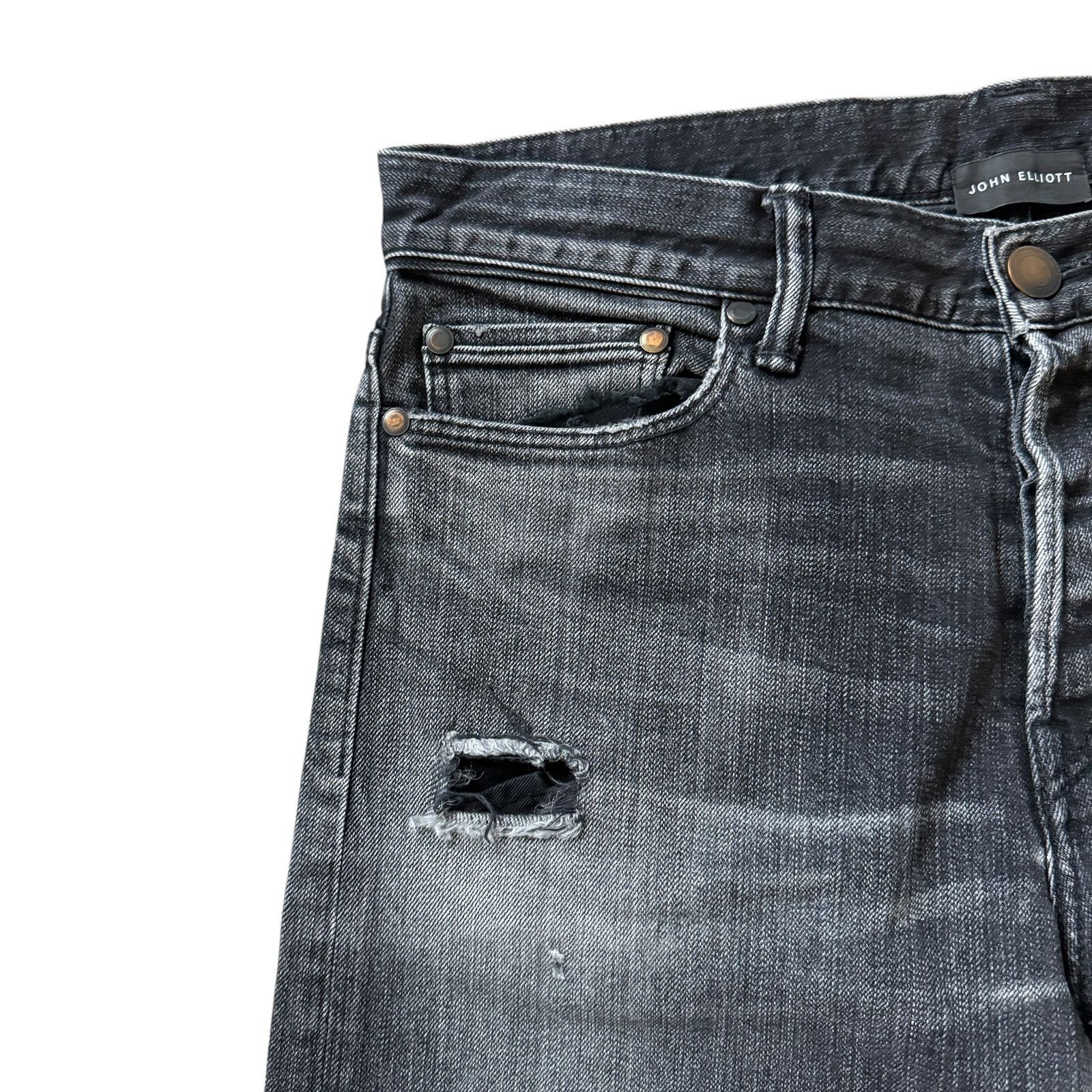 John Elliott John Elliott Charcoal Grey Wash Skinny Distressed Jeans Size US 30 / EU 46 - 4 Thumbnail