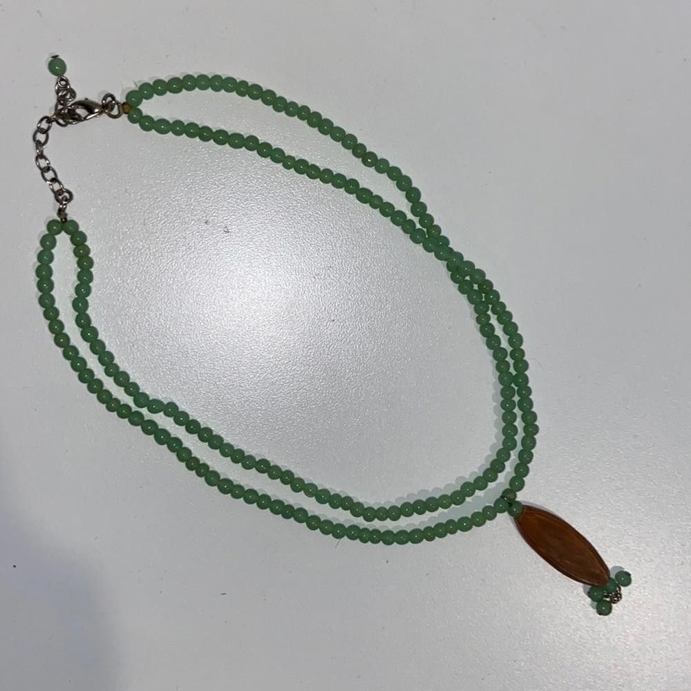Designer Green Aventurine & Wood Necklace Size ONE SIZE - 1 Thumbnail