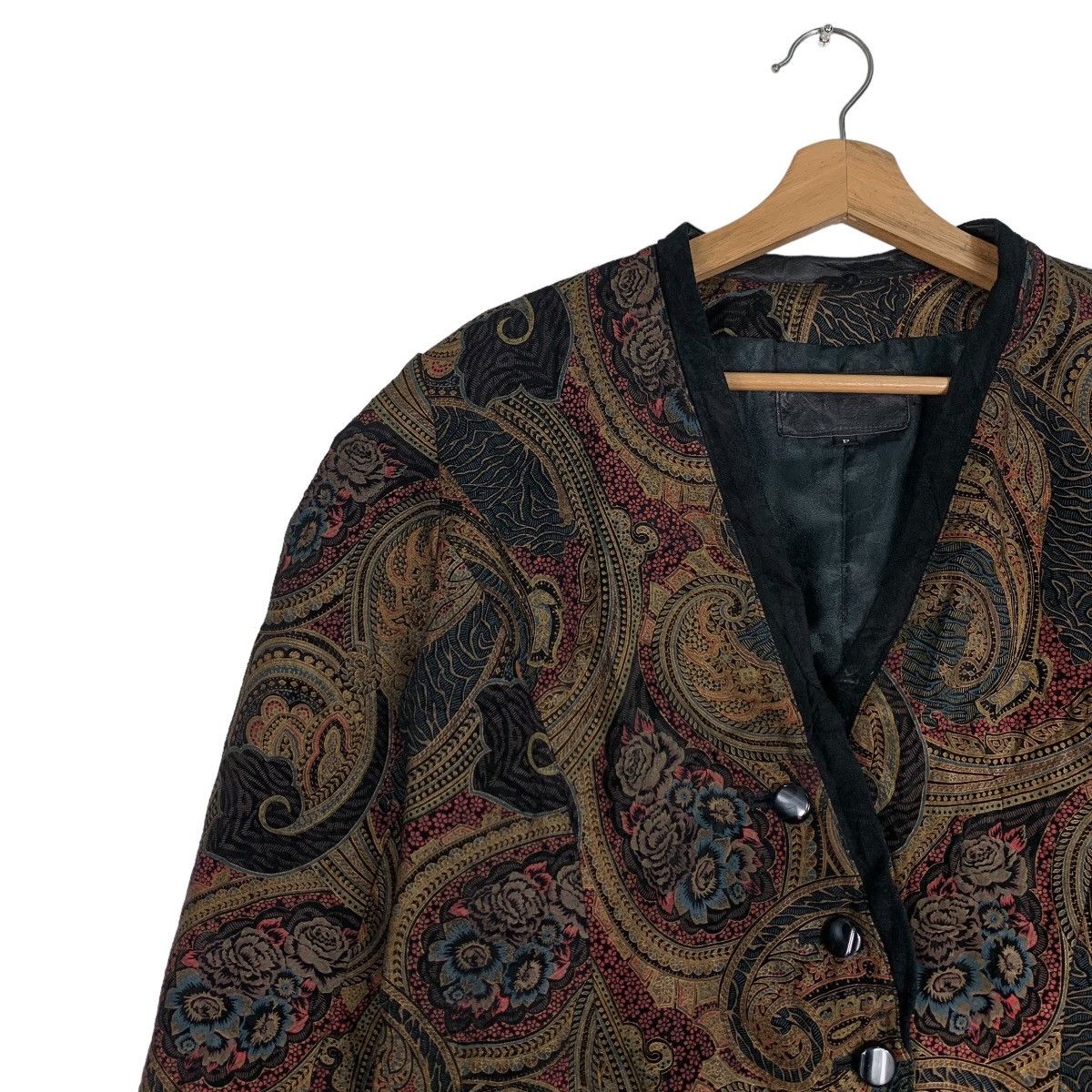 Japanese Brand Prinzipal Paisley Graphic Pig Leather Jacket #0909-C40 Size M / US 6-8 / IT 42-44 - 6 Thumbnail
