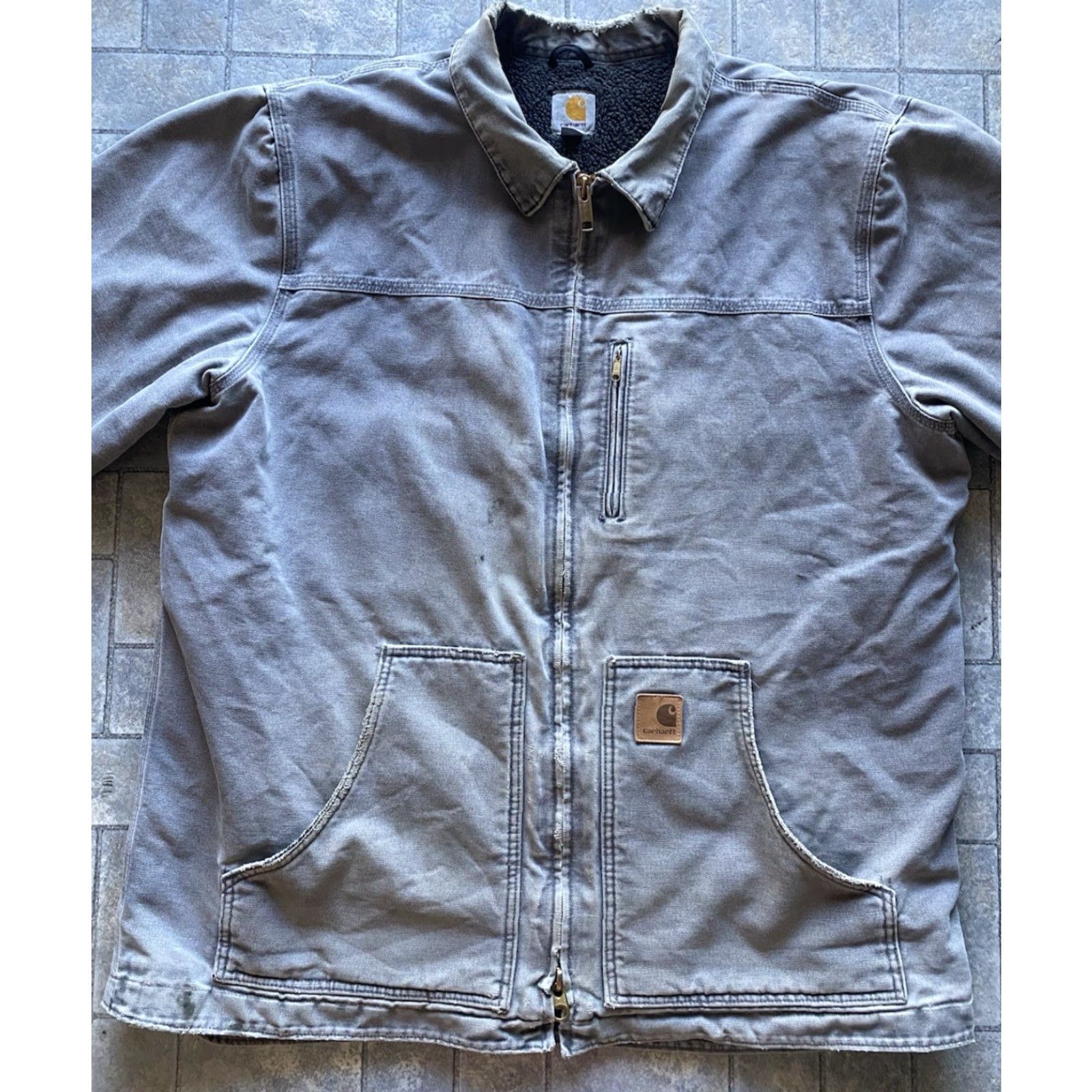 Carhartt VINTAGE Carhartt C61 GVL Jacket Coat Men’s XL Tall Gray Flaws Wear Distressed Size US XL / EU 56 / 4 - 2 Thumbnail