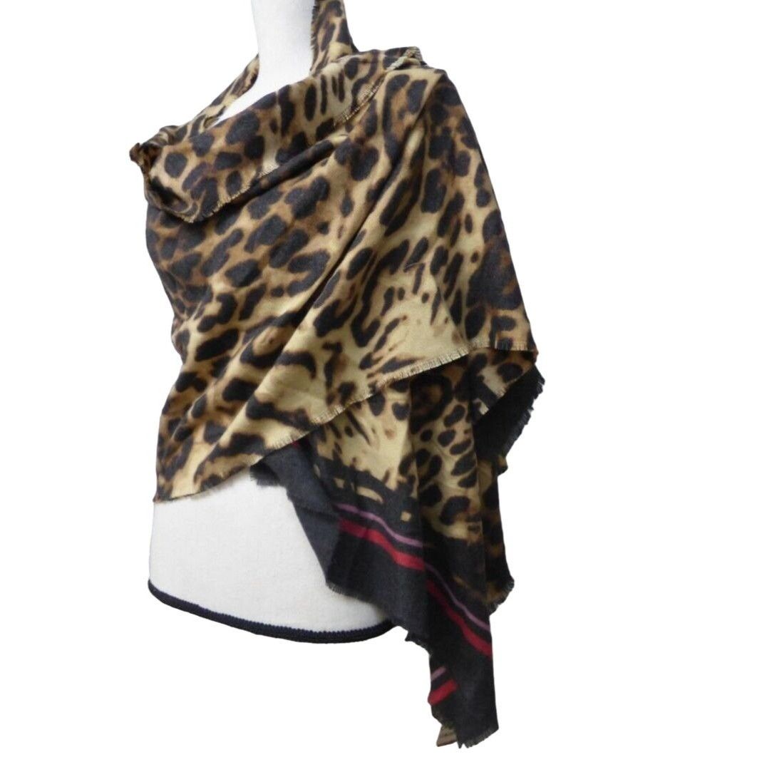 Other Inc International Concepts Striped Leopard-Print Wrap, Brown Size ONE SIZE - 1 Thumbnail