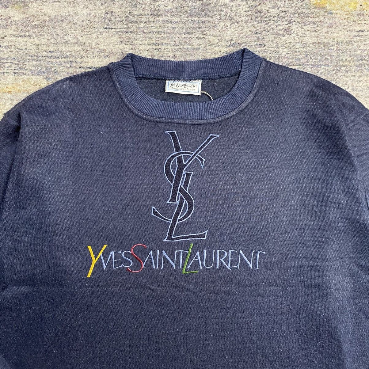Vintage × Yves Saint Laurent 90s Yves saint Laurent tricot pour homme big logo sweatshirt Size US M / EU 48-50 / 2 - 2 Thumbnail