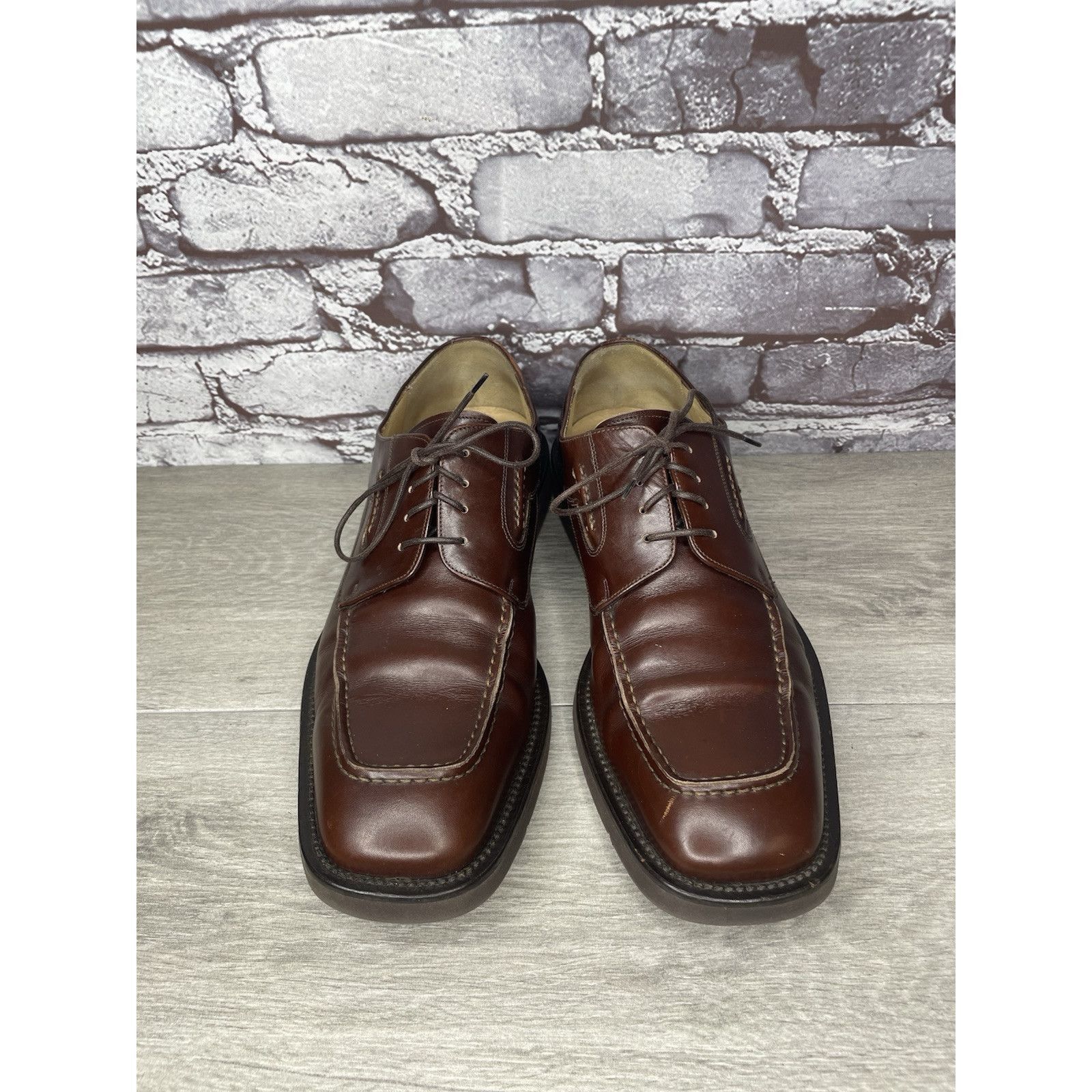Principe PRINCIPE Brown Leather Square Toe XL Light Oxfords Lace Shoe Size US 10 / EU 43 - 19 Thumbnail