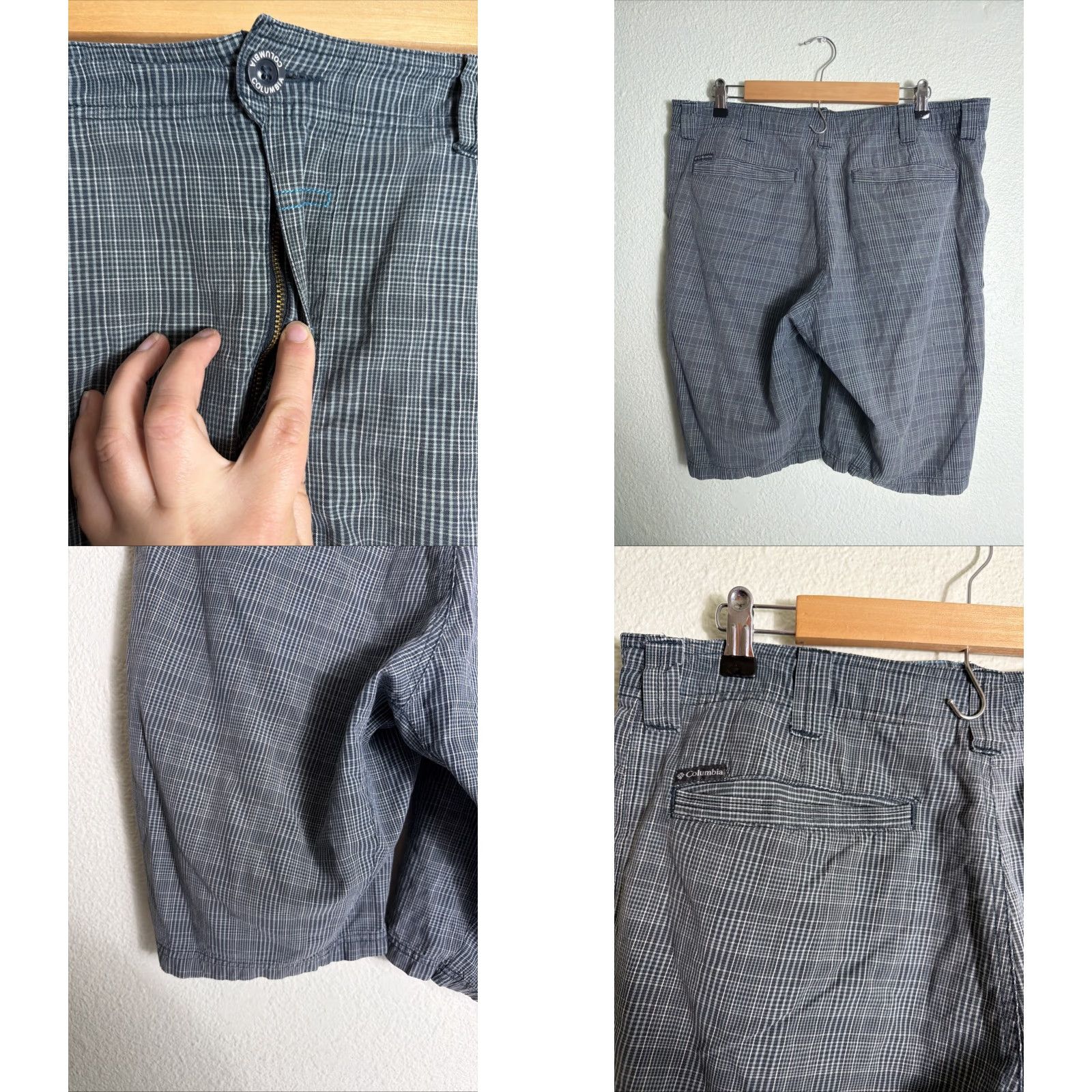 Vintage Columbia Cargo Shorts Men 36 Regular Blue Plaid Omni Tech Size US 36 / EU 52 - 8 Thumbnail