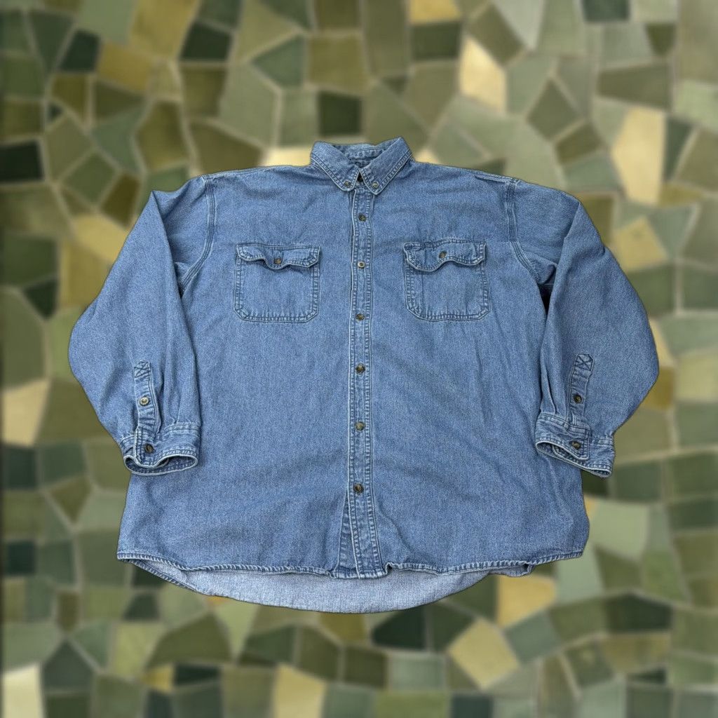 Vintage Key Denim Shirt Mens XL Blue Button-Down Long Sleeve Casual Workwear Western Cotton Pockets Solid Button-Up 90s (if applicable) Mens Size US XL / EU 56 / 4 - 1 Thumbnail