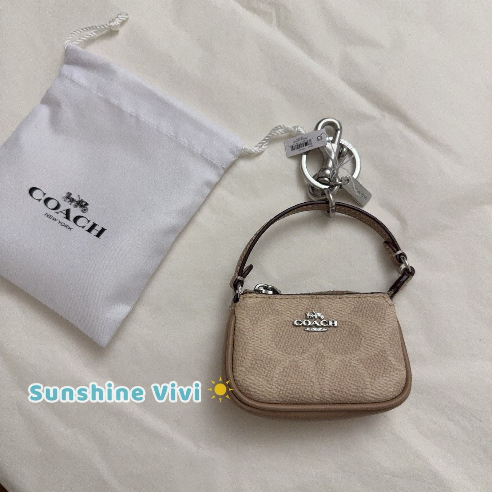 Coach NWT Coach Mini Nolita Bag Charm CX067, Silver/Sand/Taupe Size ONE SIZE - 1 Thumbnail