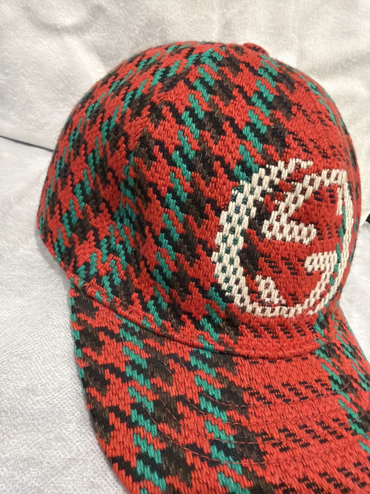 Gucci Gucci GG Monogram Wool Knit Baseball Cap Red Green OS Size ONE SIZE - 1 Thumbnail