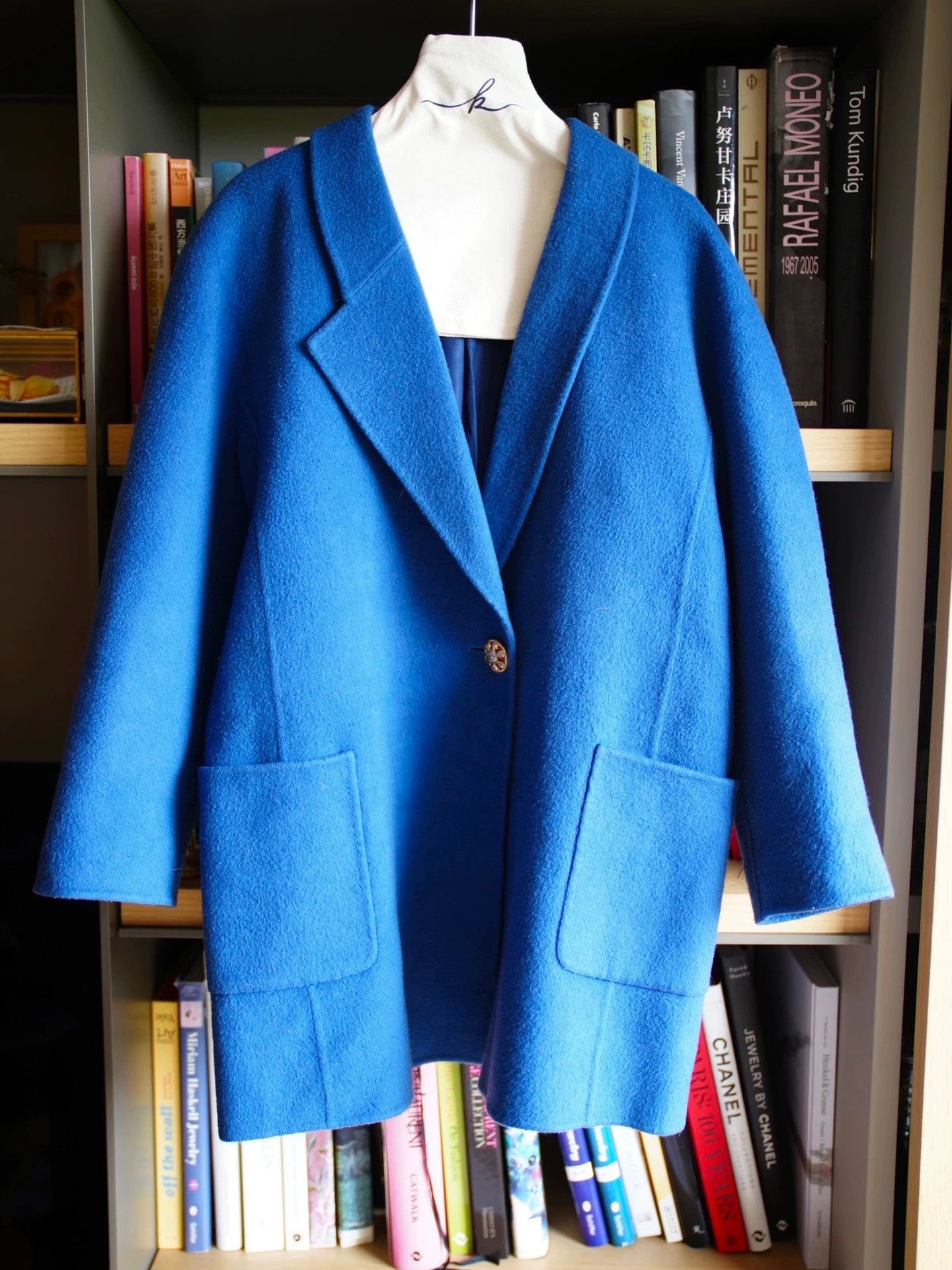 Other vntg royal blue wool asym lapel handmade short coat women's Size M / US 6-8 / IT 42-44 - 2 Thumbnail
