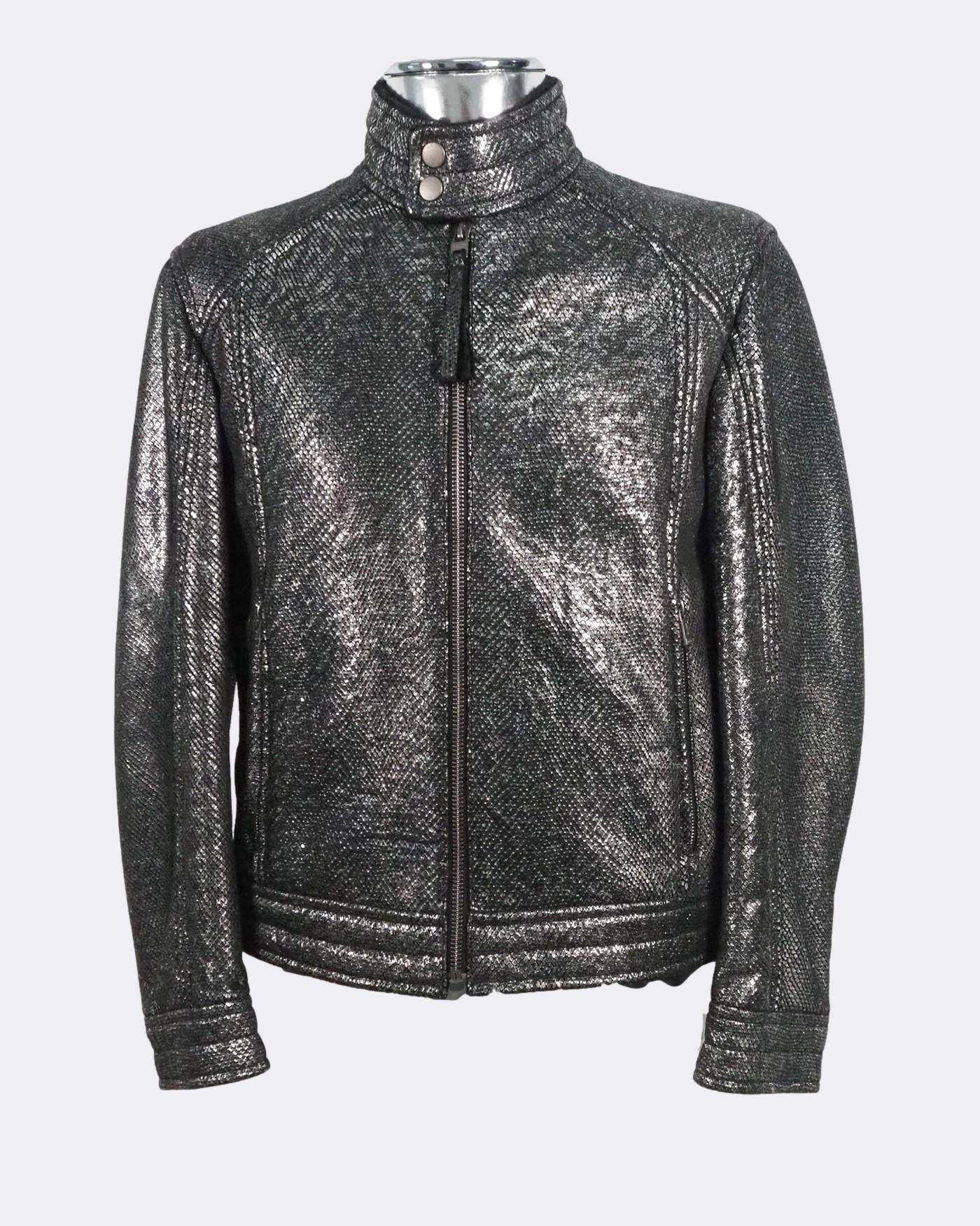Hugo Boss Hugo Boss 'Codes' Shearling Silver Leather Jacket $2125 Size US S / EU 44-46 / 1 - 1 Thumbnail