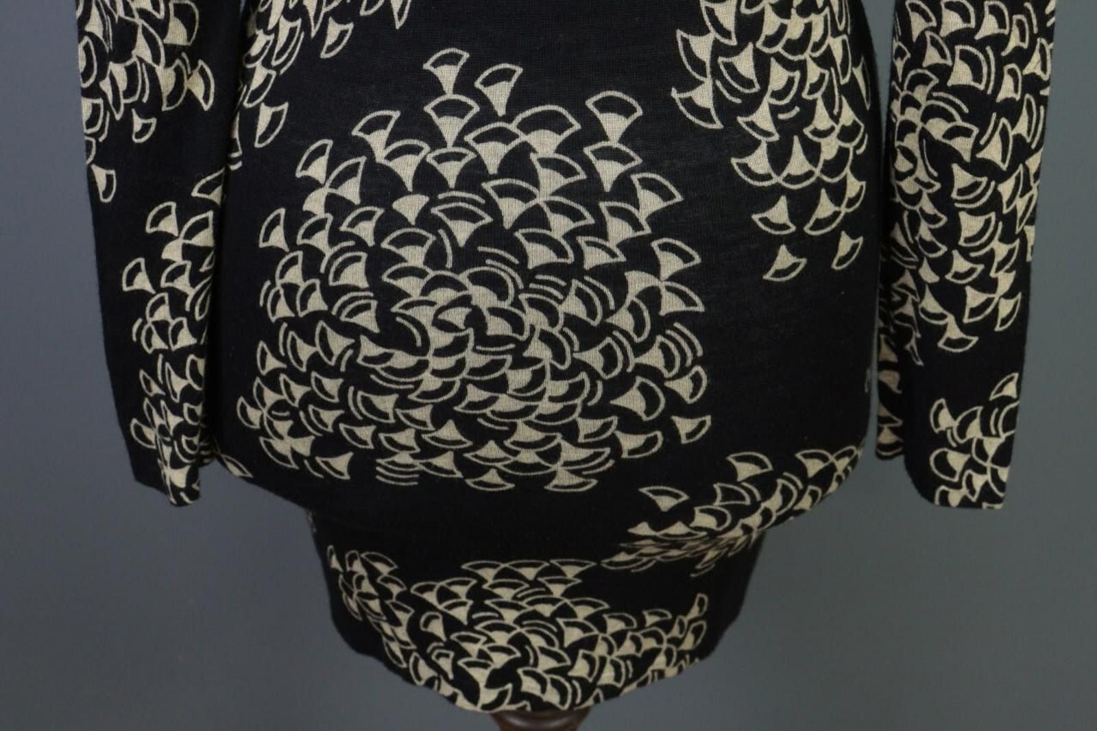 Marimekko Marimekko Black Printed Wool A-Line Shirt Dress Size XS Size XS / US 0-2 / IT 36-38 - 9 Thumbnail