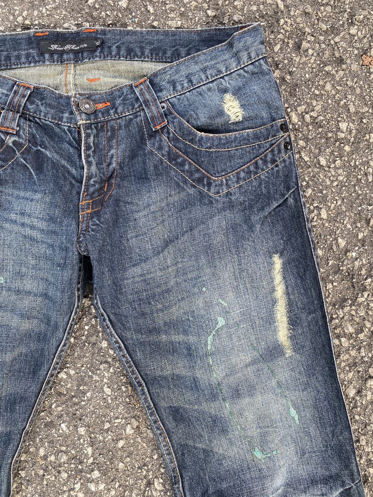 If Six Was Nine × Japanese Brand Flared Root Three Style Distressed Splatter Design Denim Size US 34 / EU 50 - 7 Thumbnail