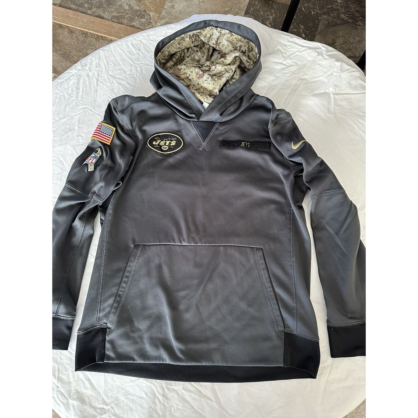 Nike Nike Thermal Fit NFL On Field Military Hoodie NY JETS Y-LRG Size US L / EU 52-54 / 3 - 2 Thumbnail