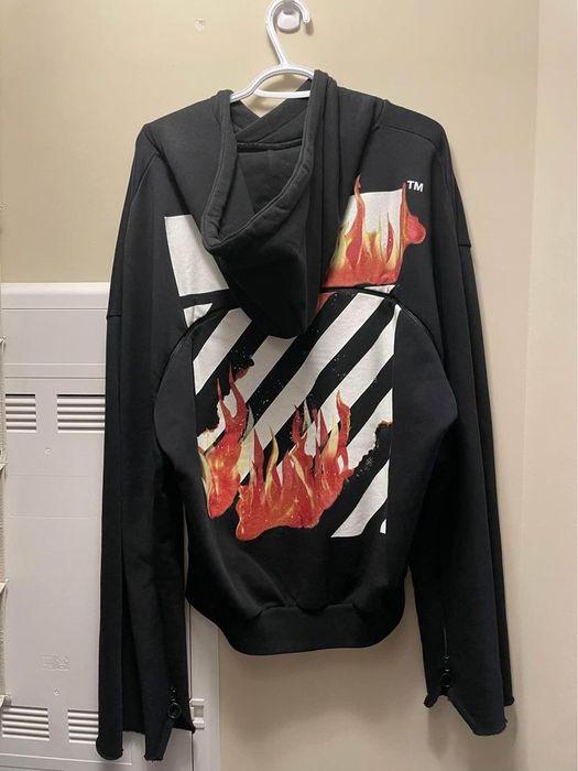 Off white fire hoodie sales