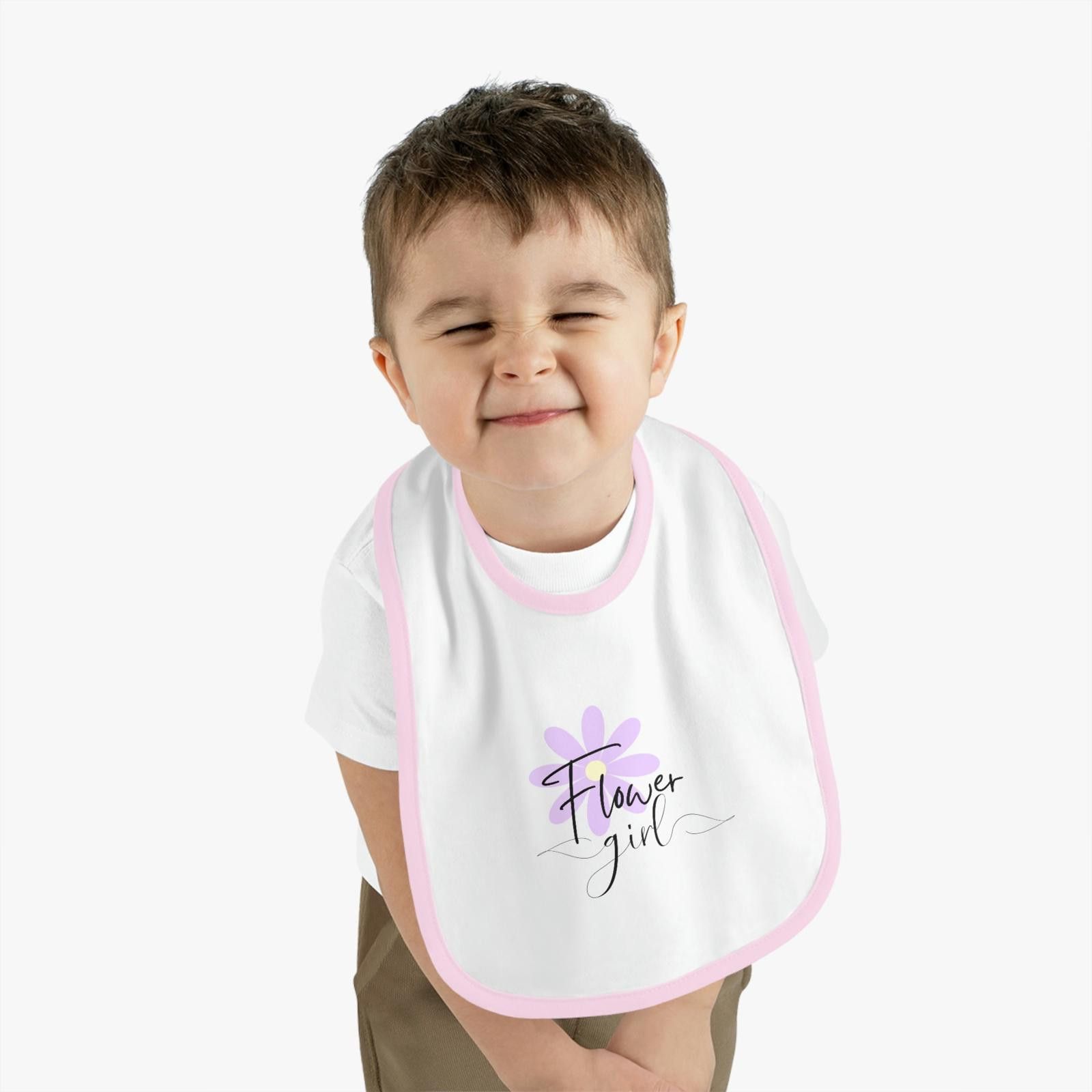Designer Flower Girl Ideas, Baby Bib for Flower Girl, Jersey Bib Size ONE SIZE - 3 Thumbnail