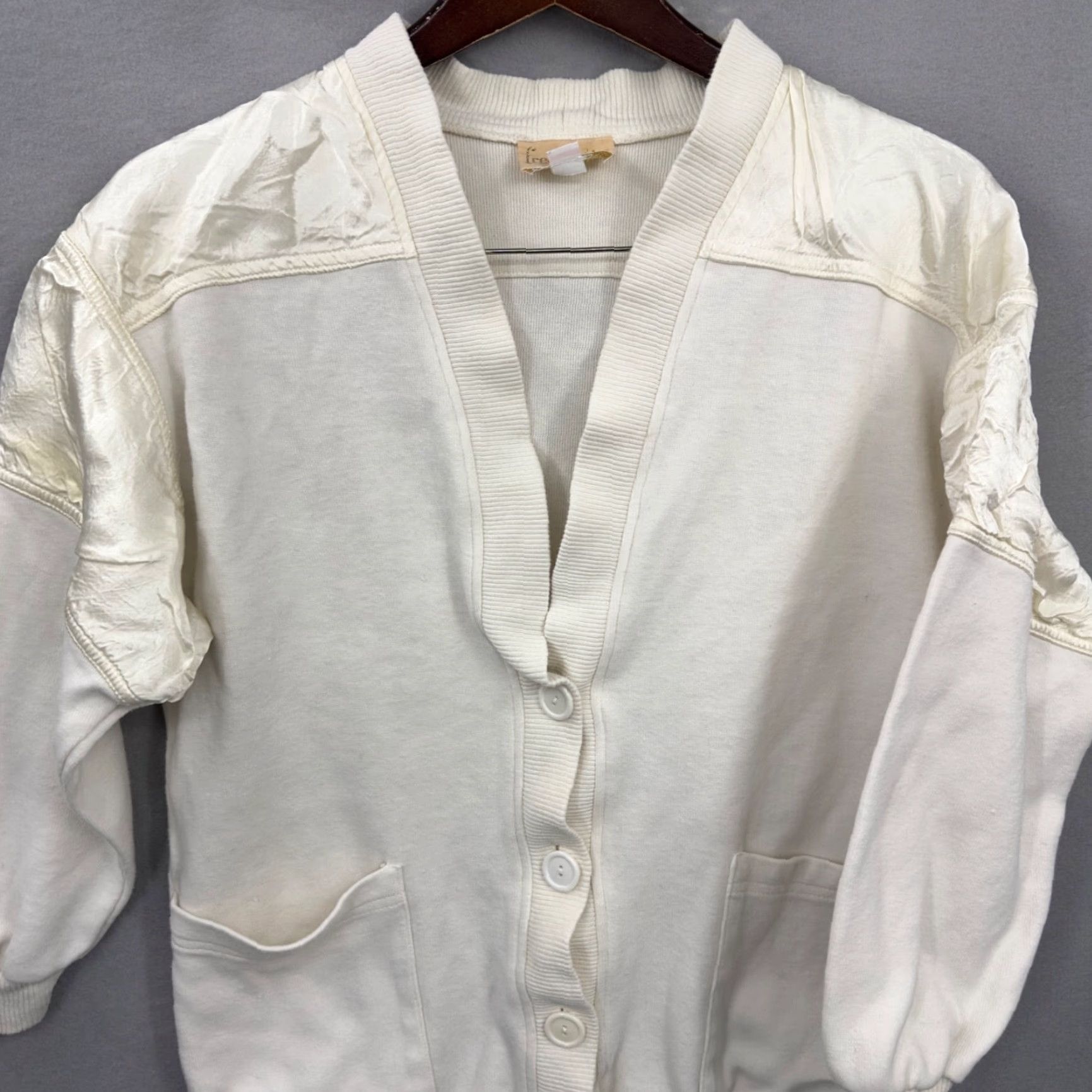 Vintage VINTAGE Frederick's of Hollywood Cardigan Womens M Ivory 1980s Glam Rock Size M / US 6-8 / IT 42-44 - 3 Thumbnail
