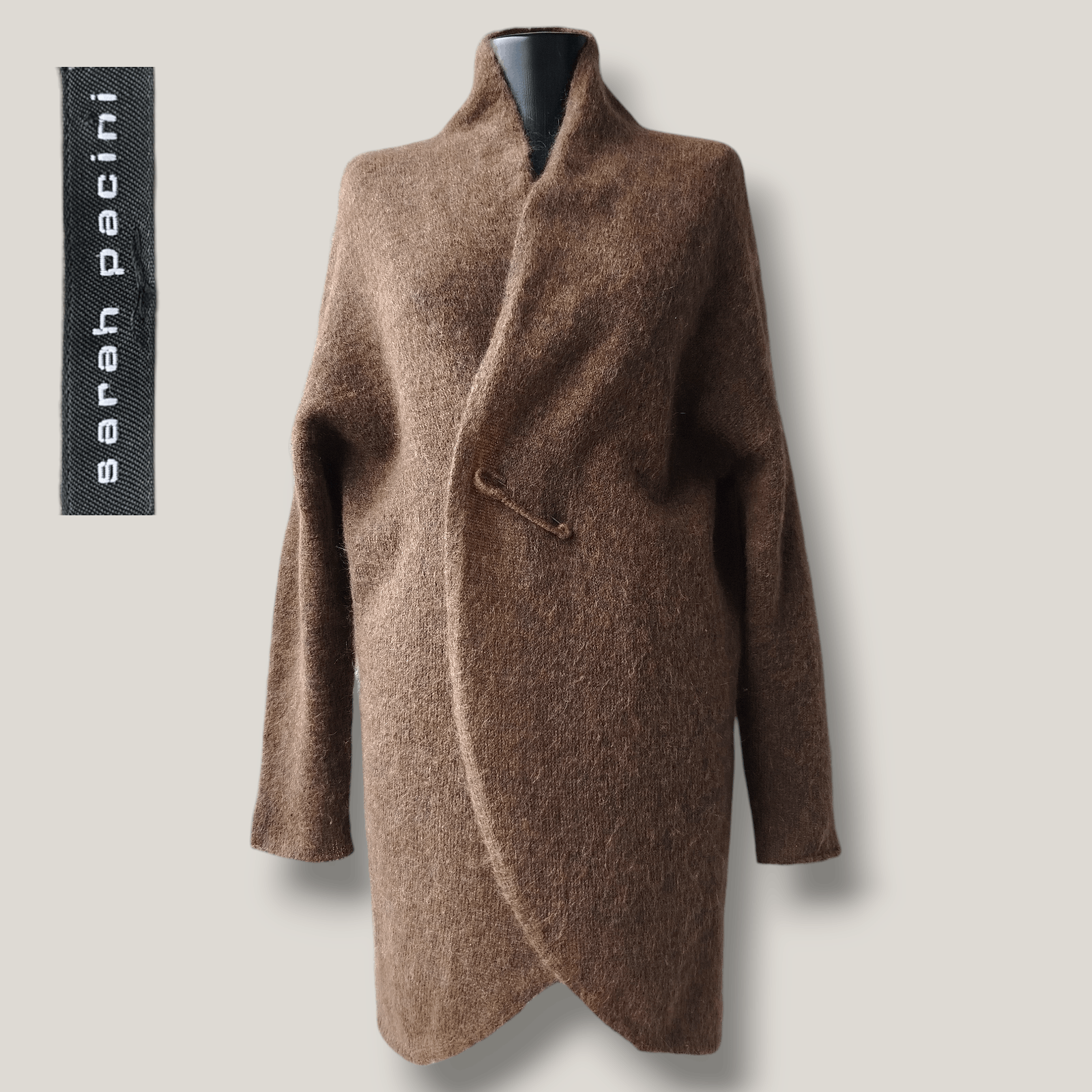 Sarah Pacini Cardigan Coat Wrap Pin Oversized Mohair Blend One Size Size ONE SIZE - 1 Thumbnail