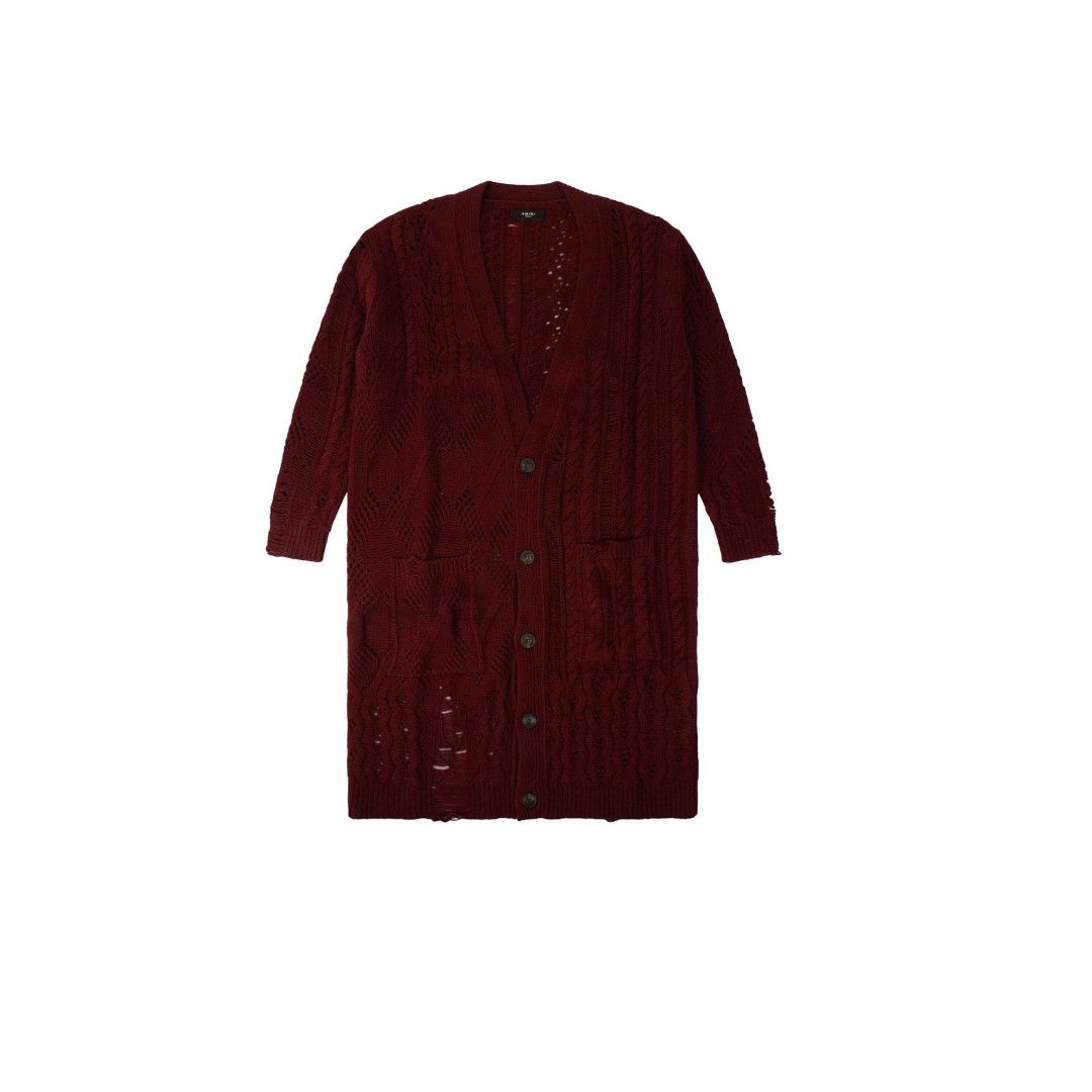 Amiri o1gr1nt1024 Oversized Multipoint Cardigan in Burgundy Size US S / EU 44-46 / 1 - 1 Thumbnail