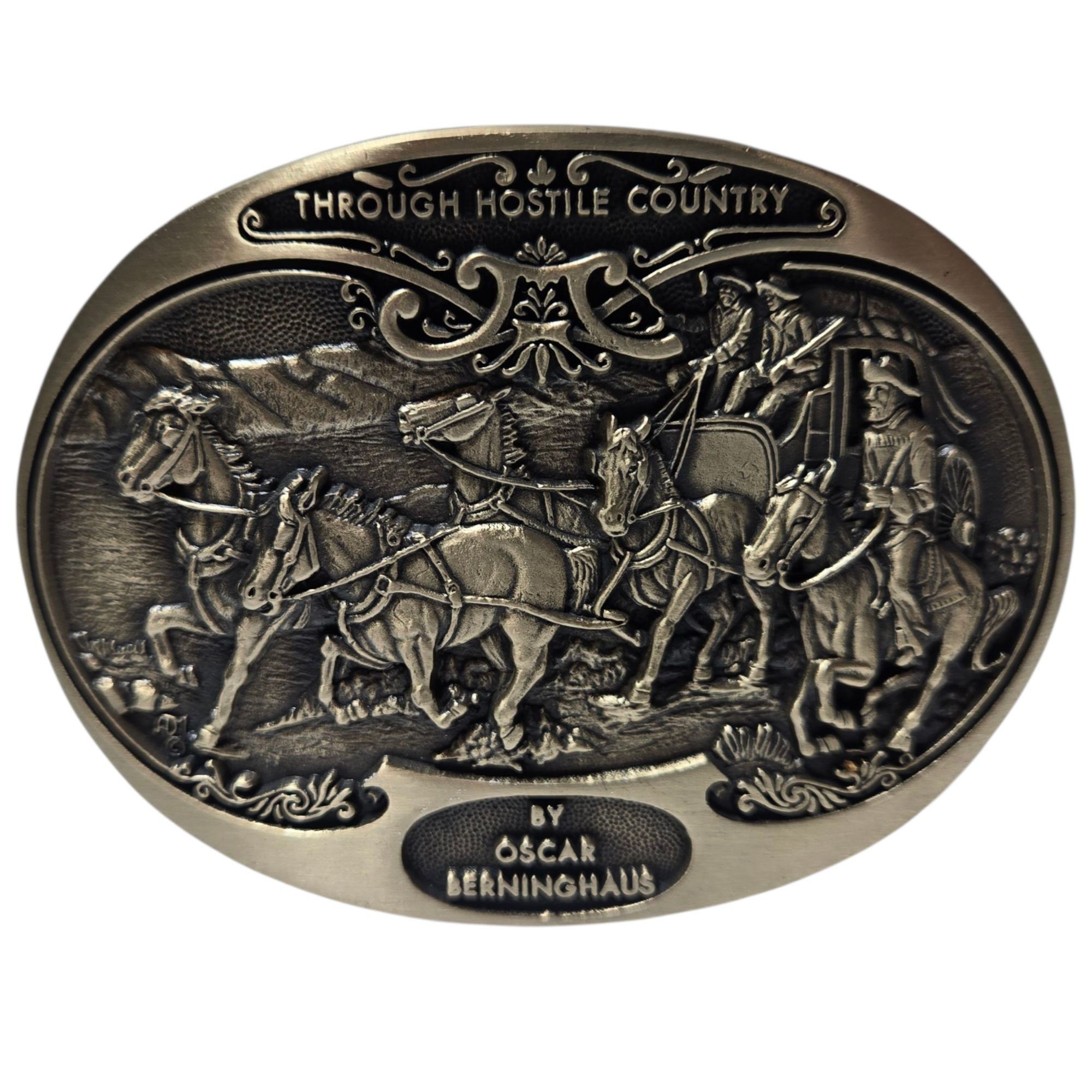 Other Oscar Berninghaus Through Hostile Country Belt Buckle Cowboy Size ONE SIZE - 13 Thumbnail