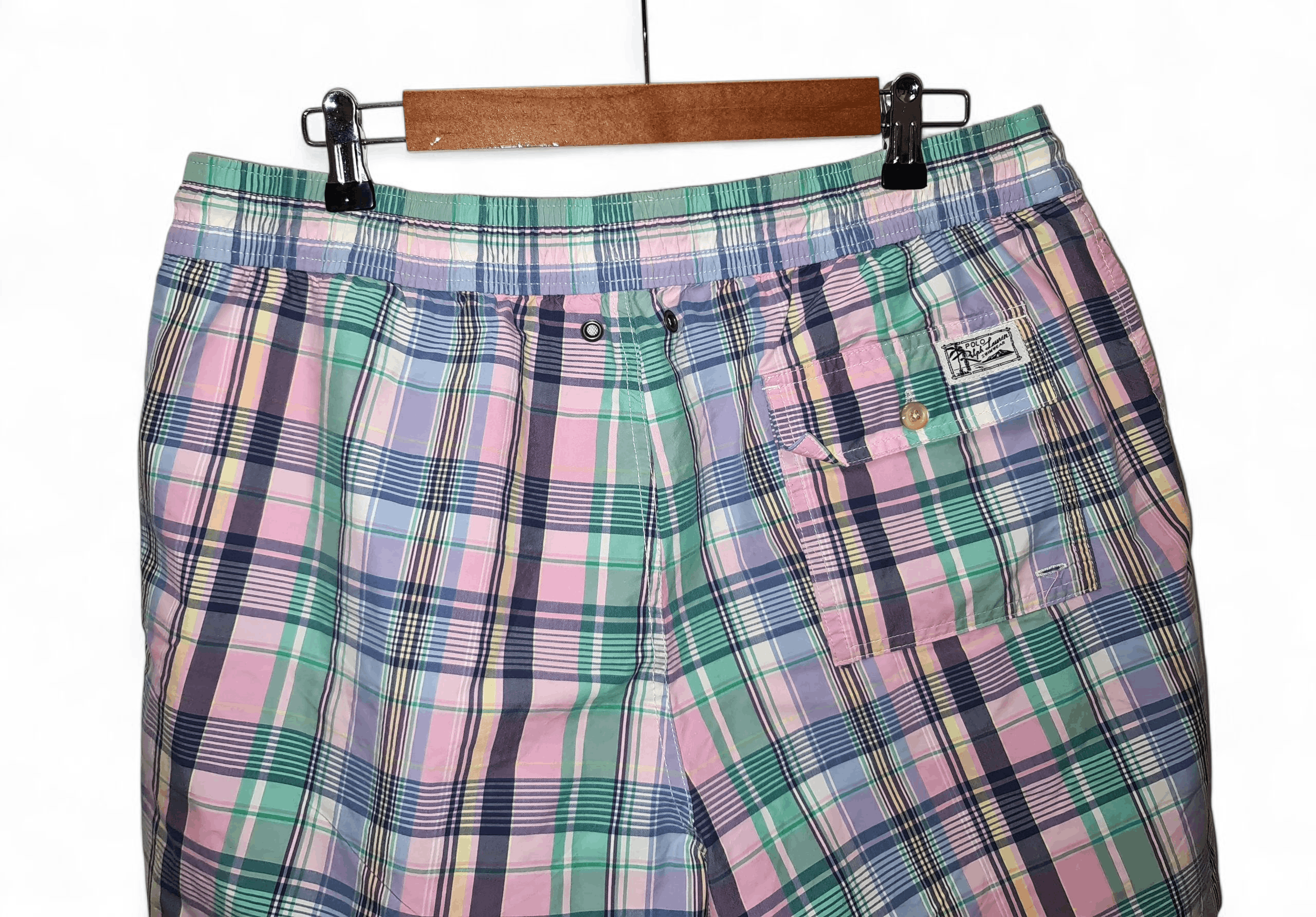 Polo Ralph Lauren 90s Vintage Polo Ralph Lauren Check Striped Swim Short Size US 34 / EU 50 - 8 Thumbnail