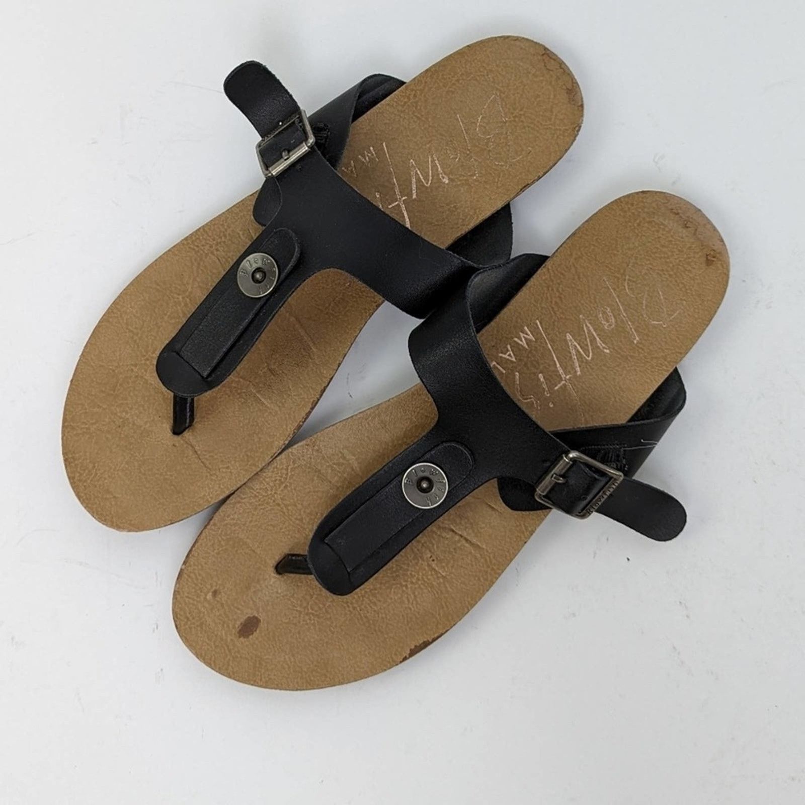 Designer Blowfish Black Wide T-Strap Thong Sandals - 8 Size US 8 / IT 38 - 1 Thumbnail
