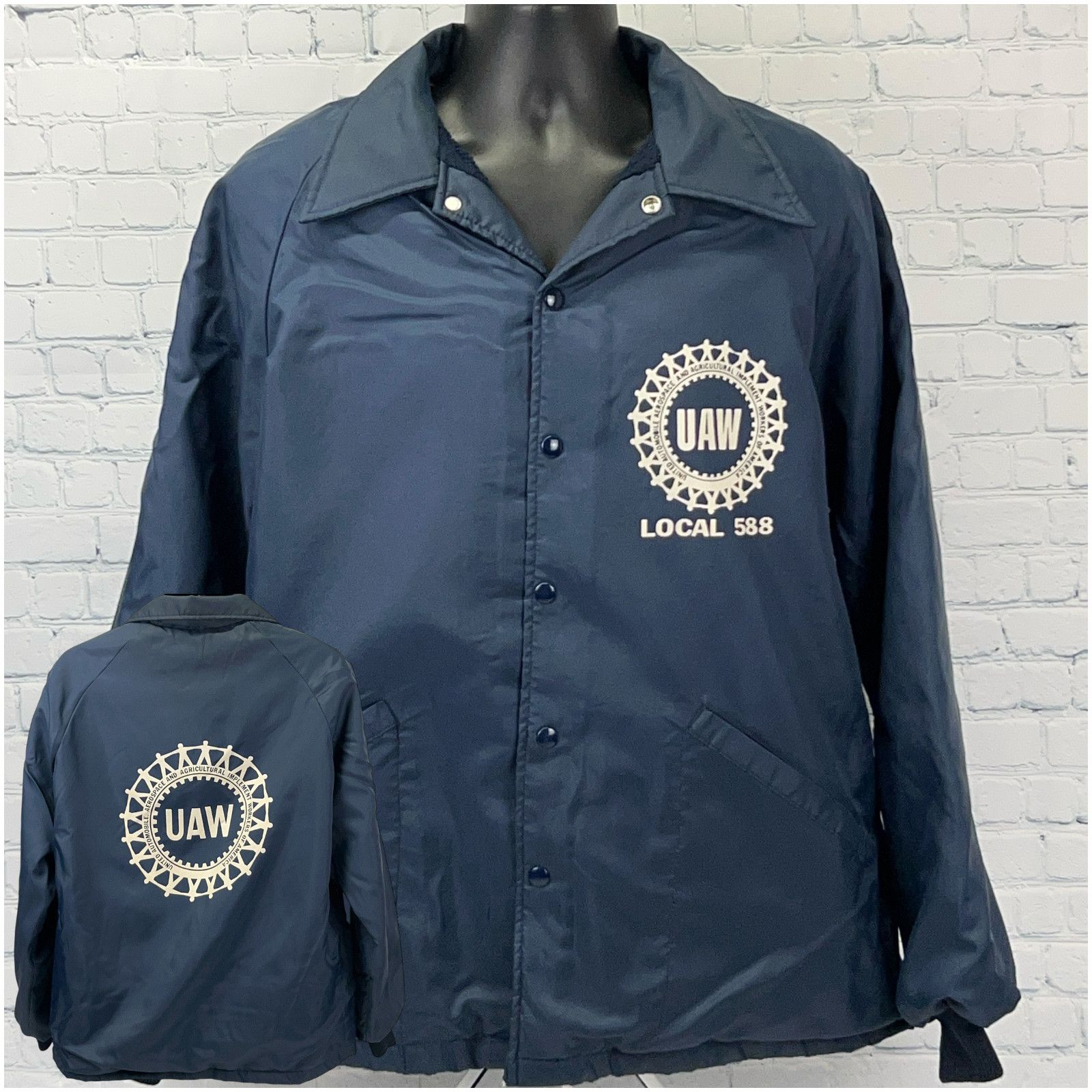 Swingster Vintage 70s UAW Local 588 Jacket Blue United Auto Workers L Size US L / EU 52-54 / 3 - 1 Thumbnail