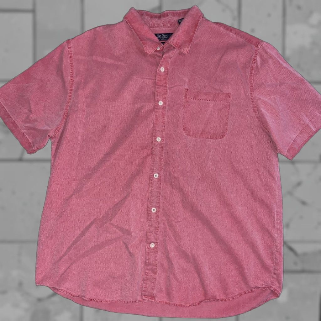 Nat Nast Nat Nast Silk Blend Pink Textured Hawaiian Shirt Mens XL Size US XL / EU 56 / 4 - 1 Thumbnail