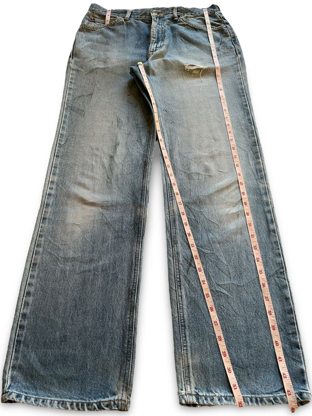 Lee Vintage 90s Lee Japan Blue Wash Distressed Baggy Jeans 32x32 Size US 32 / EU 48 - 12 Thumbnail